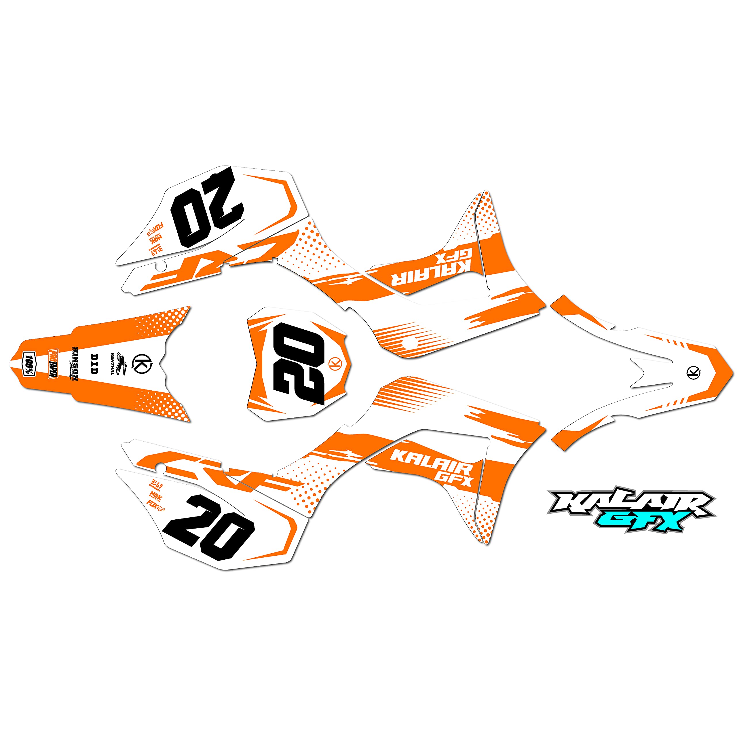 **Honda CRF125F (2019-2023) Spear Series Orange 16 Mil Dirt Bike Graphics Kit - High-Quality Motorcycle Stickers & Racing Decals for Motocross & Pit Bikes - Perfect for Off-Road Racing & Customization**
