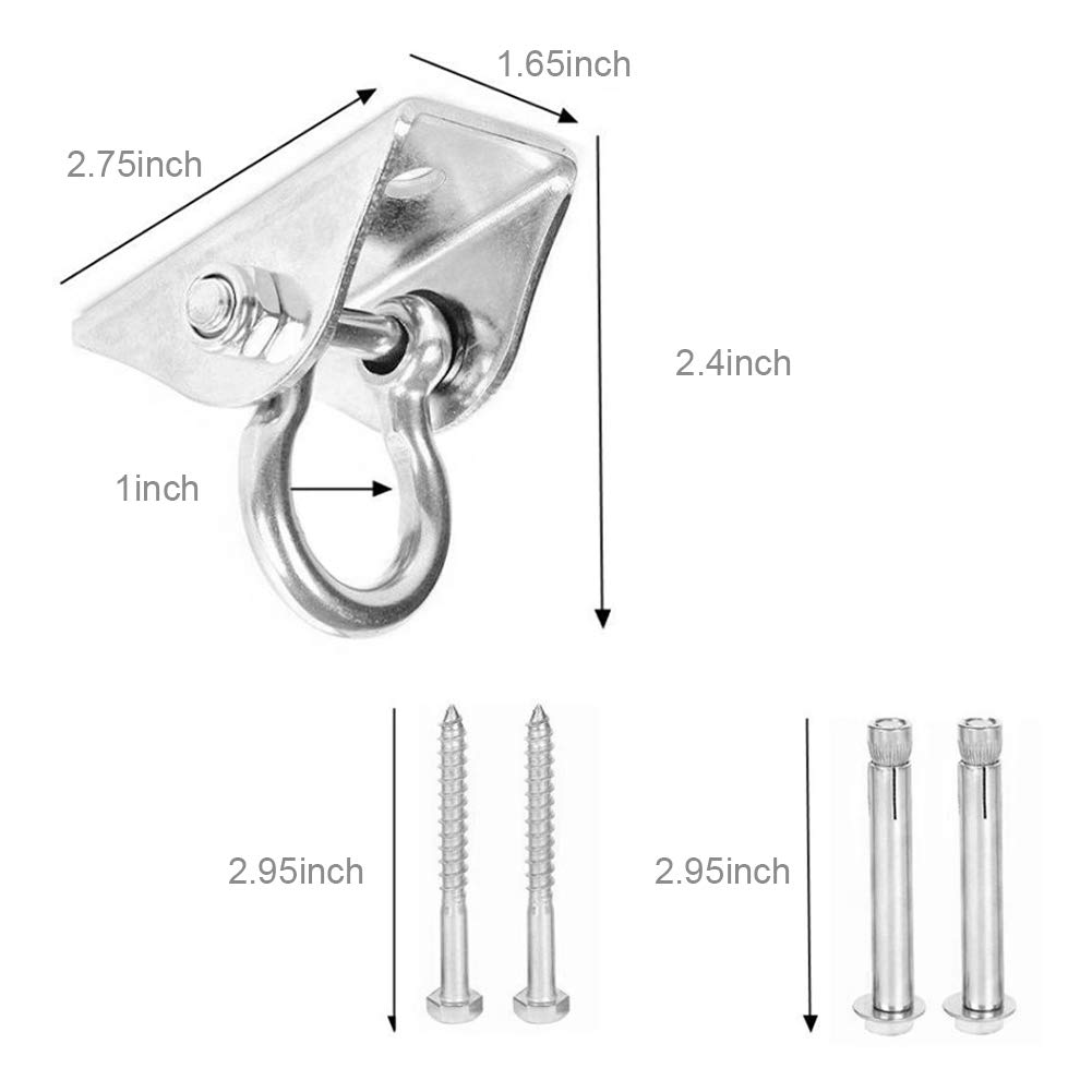 Heavy Duty Swing Hangers - 550 LB Capacity Stainless Steel Swing Suspension Hooks with 4 Screws for Concrete & Wooden Ceilings - Perfect for Hammocks, Porch Swings & Outdoor Play Equipment