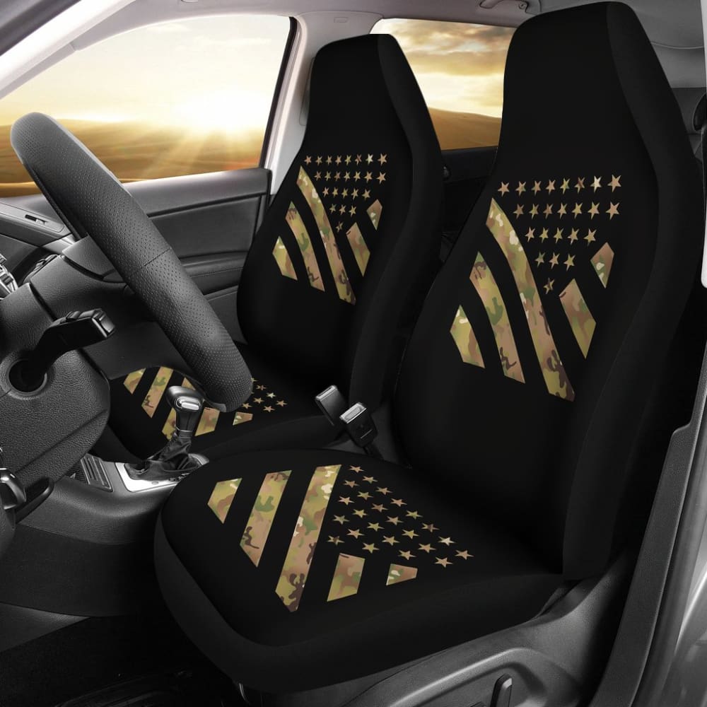 Premium Green American Flag Stars & Stripes Car Seat Covers - Durable & Stylish for Cars, Trucks & SUVs - Perfect for Patriotic Decor, 4th of July & Everyday Use