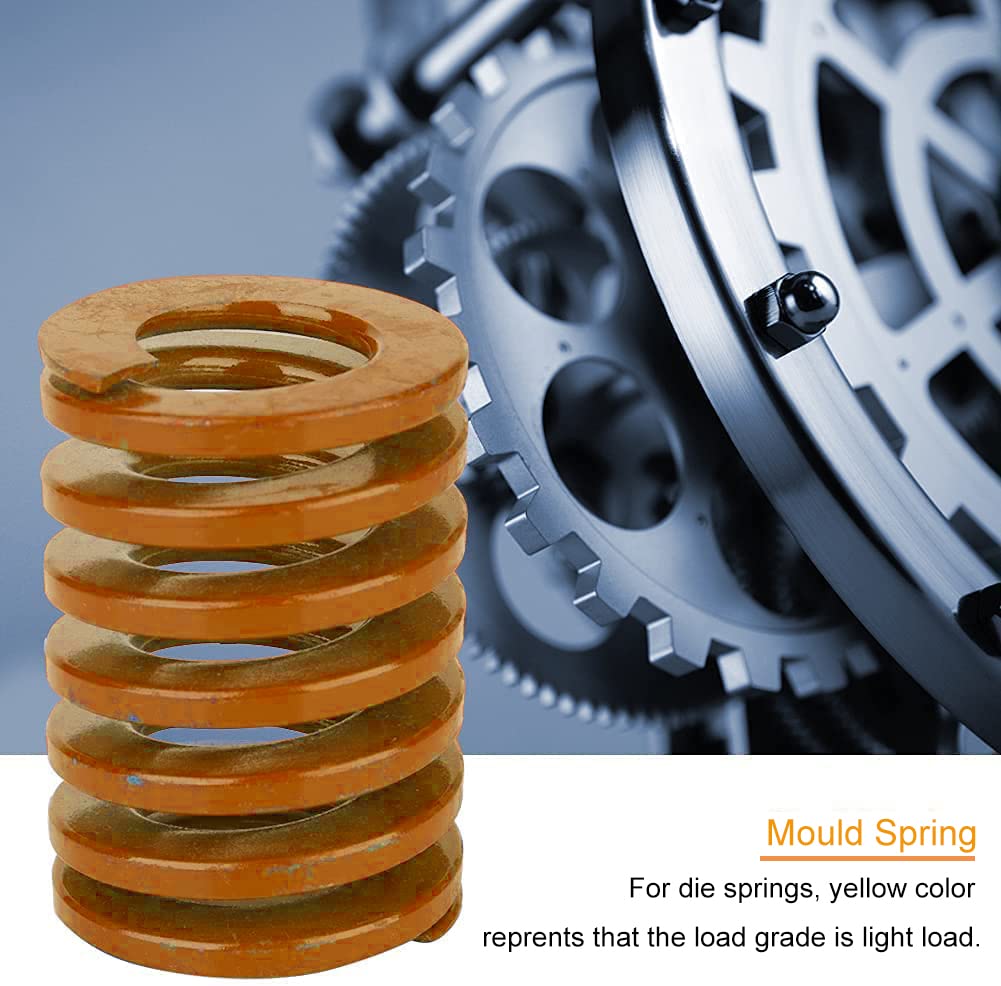 MroMax 3D Printer Die Spring 25mm - Yellow Compression Mold Spring for 3D Printer Bed Leveling | Light Load Spiral Stamping Spring | Compatible with Most 3D Printers | Perfect for DIY 3D Printing Projects and Machine Maintenance
