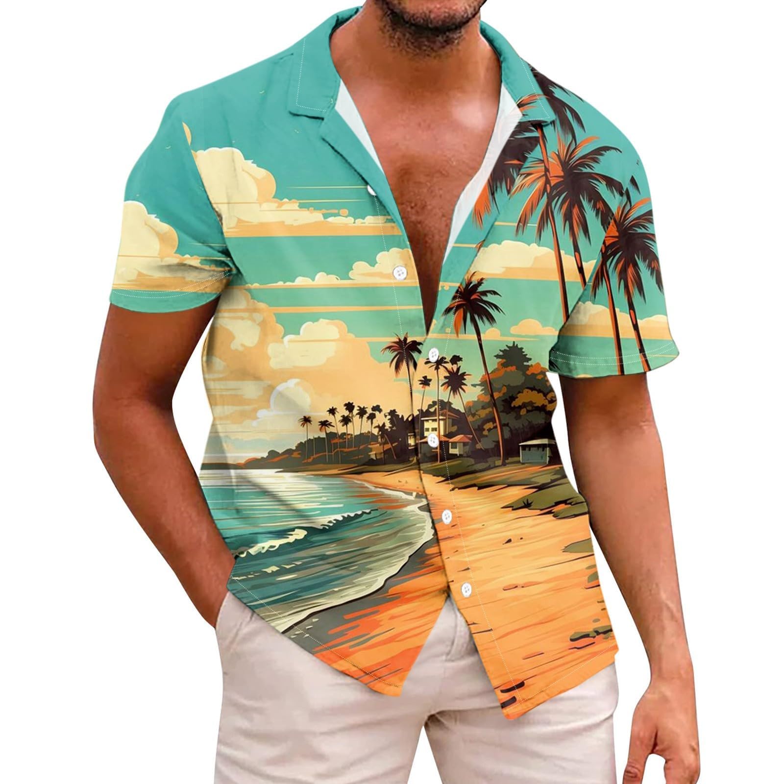 Men's Hawaiian Floral Shirts - Relaxed Fit Short Sleeve Button Down Shirt for Vacation, Tropical Holiday & Beach Party | Casual Summer Wear for Luau, Cruise & Island Getaways