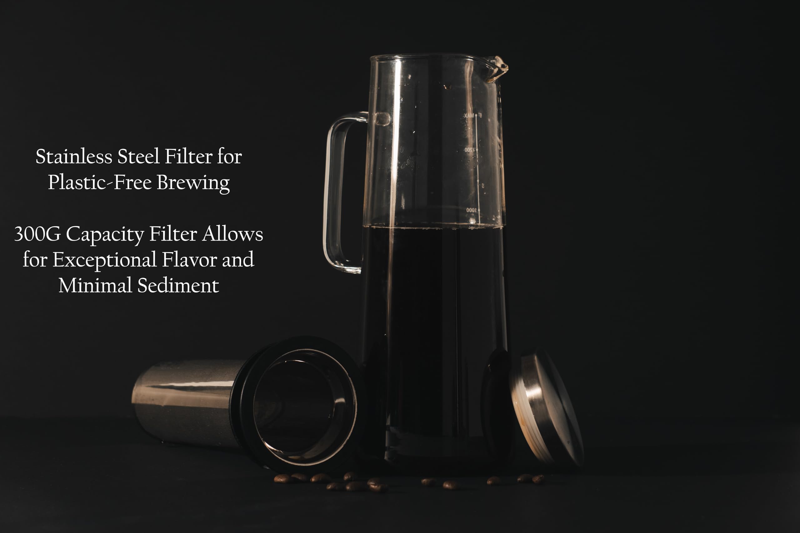 Stainless Steel Airtight Cold Brew Coffee Maker - 1.5Qt/48OZ Iced Coffee Pitcher for Smooth, Flavorful Homemade Cold Brew | Perfect for Home, Office & Outdoor Use
