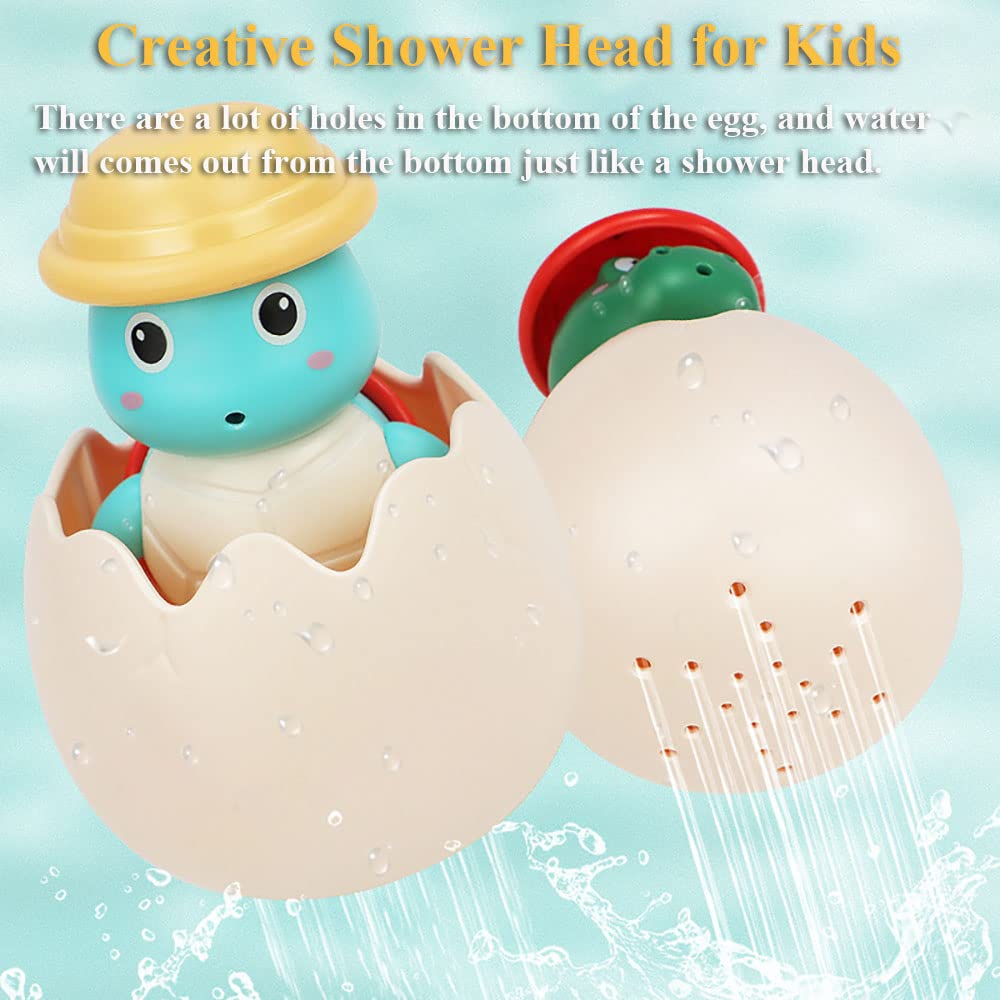 Hatching Egg Bath Toy - Floating Turtle & Crocodile Shower Head Water Spray Toy for Toddlers | Fun Bathtime Splashing & Sensory Play (Crocodile-Yellow Helmet) - Perfect for Baby Bath Time, Pool Parties & Early Learning Water Activities