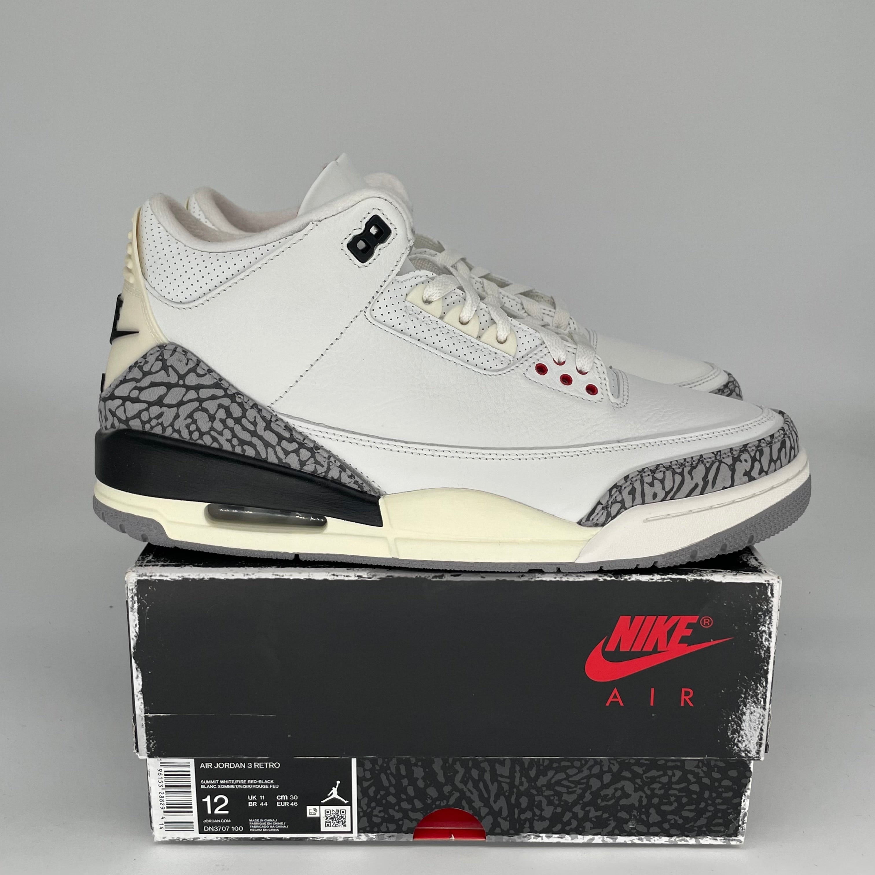 Original Air Jordan 3 White Cement Reimagined - Men's Size 12 (DN3707-100) - Authentic Retro Basketball Shoes for Sneaker Collectors & Streetwear Fashion