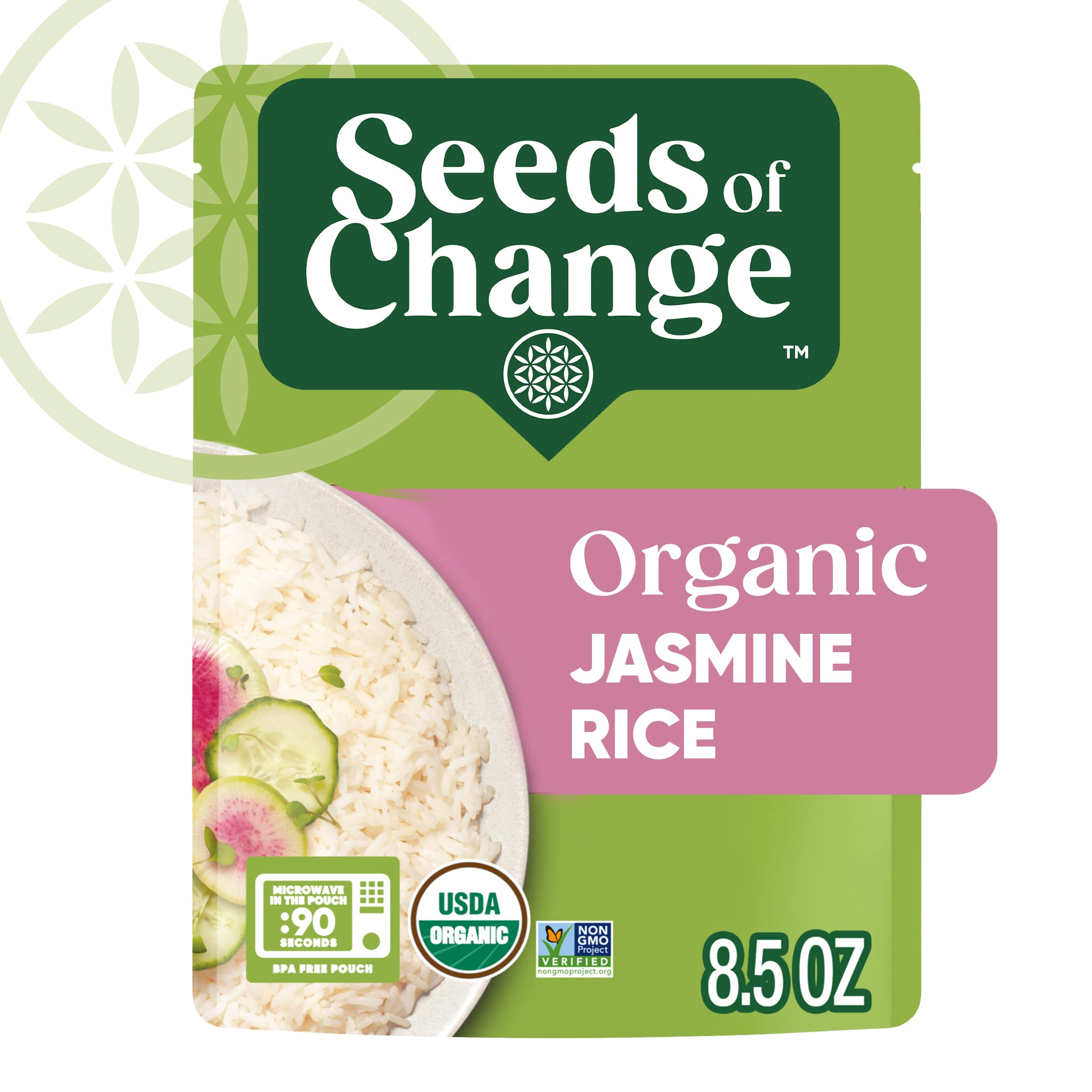 Organic Jasmine Rice by SEEDS OF CHANGE - USDA Certified, 8.5 OZ Resealable Pouch - Perfect for Stir-Fries, Buddha Bowls & Healthy Meal Prep