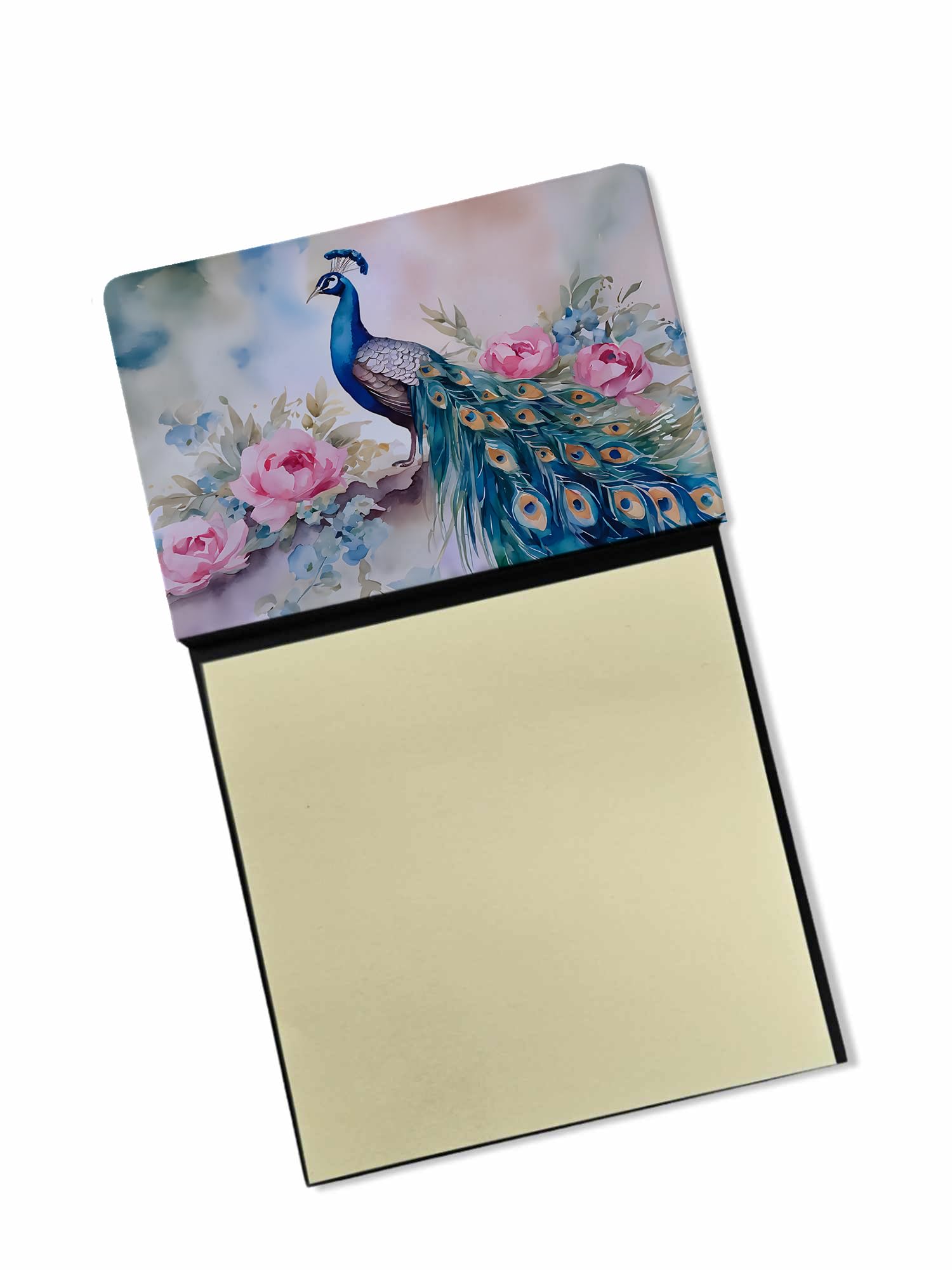 Peacock Sticky Note Holder & Refillable Dispenser with Self-Sticky Memo Pads - Elegant Desk Organizer for Office, Home & School Use | Caroline's Treasures