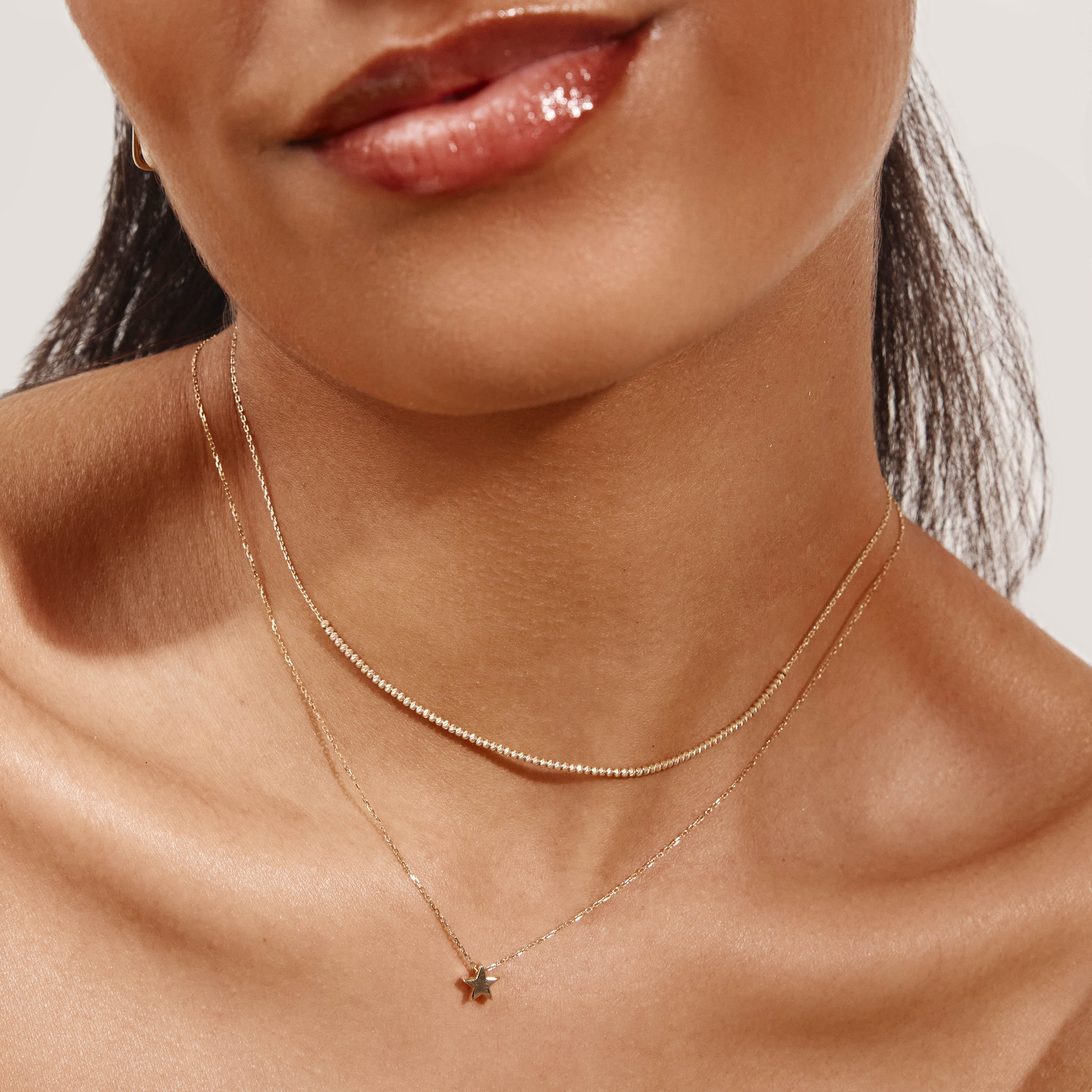 10k Gold Micro Beaded Chain Necklace for Women - Elegant Layering Piece for Everyday Wear & Special Occasions