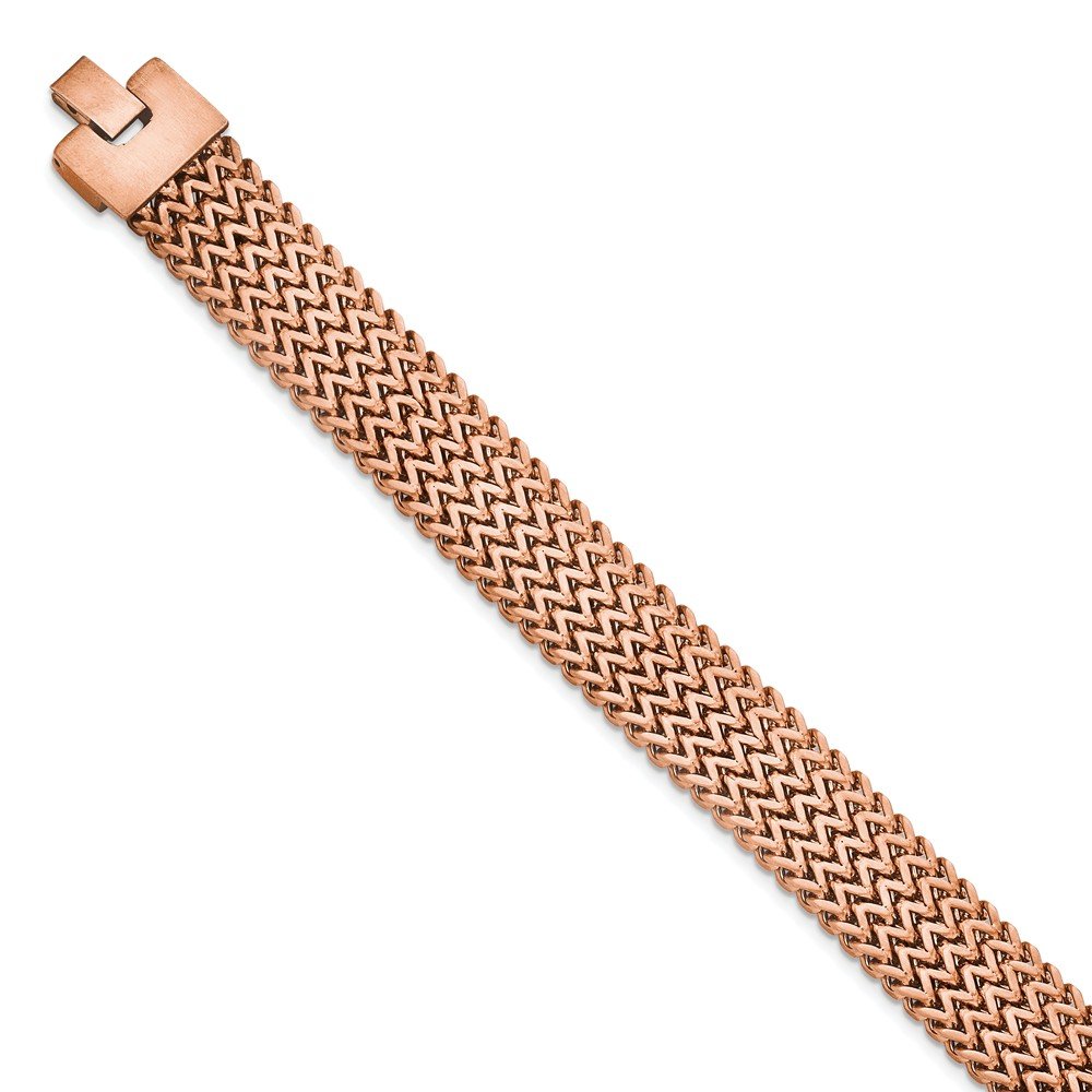 Stainless Steel Brushed Rose Gold IP-Plated Woven Bracelet for Women - 7.5
