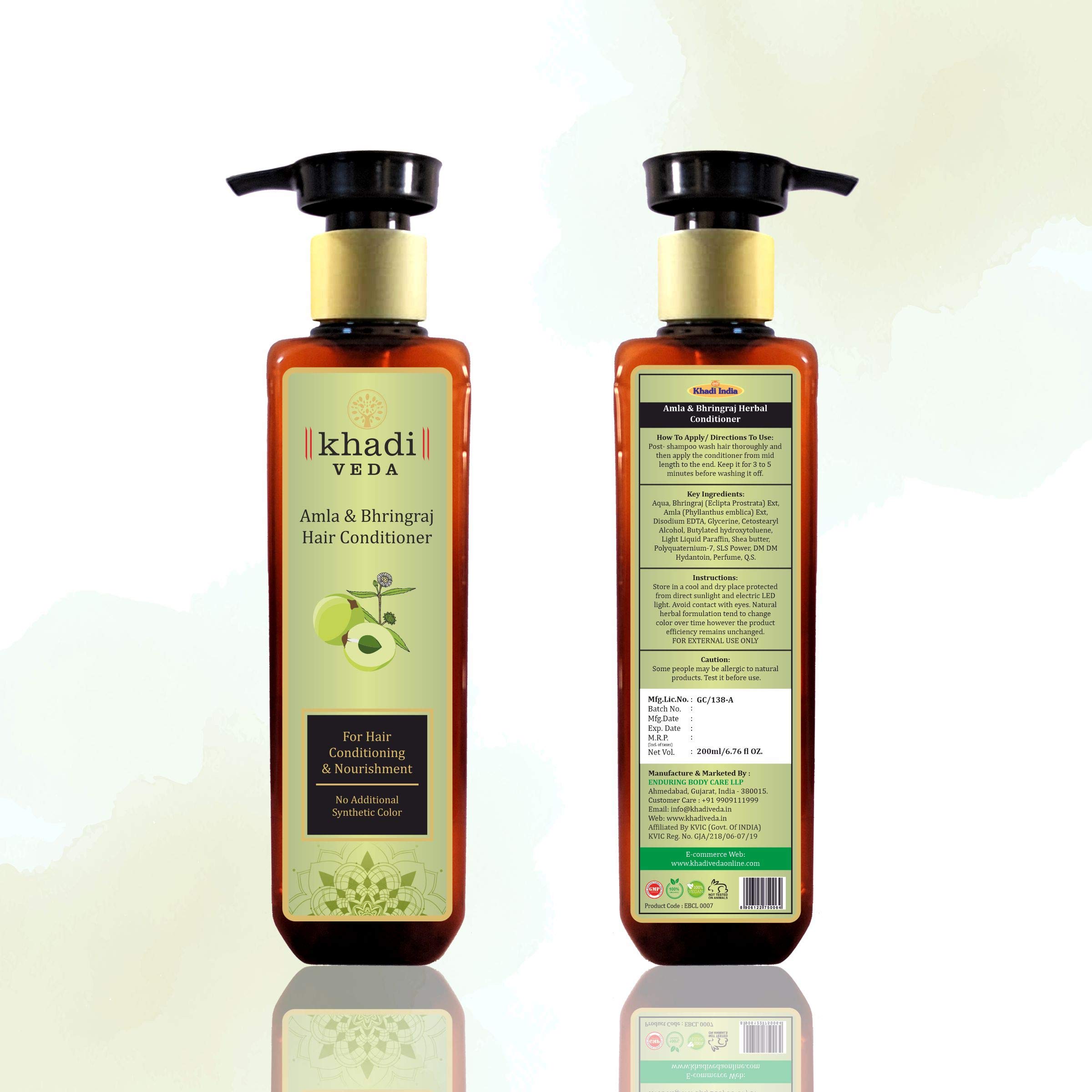 Organic Amla & Bhringraj Hair Conditioner for Dry, Damaged Hair - Ayurvedic Deep Conditioning Treatment for Shine & Growth - Perfect for Daily Use & Salon Results at Home