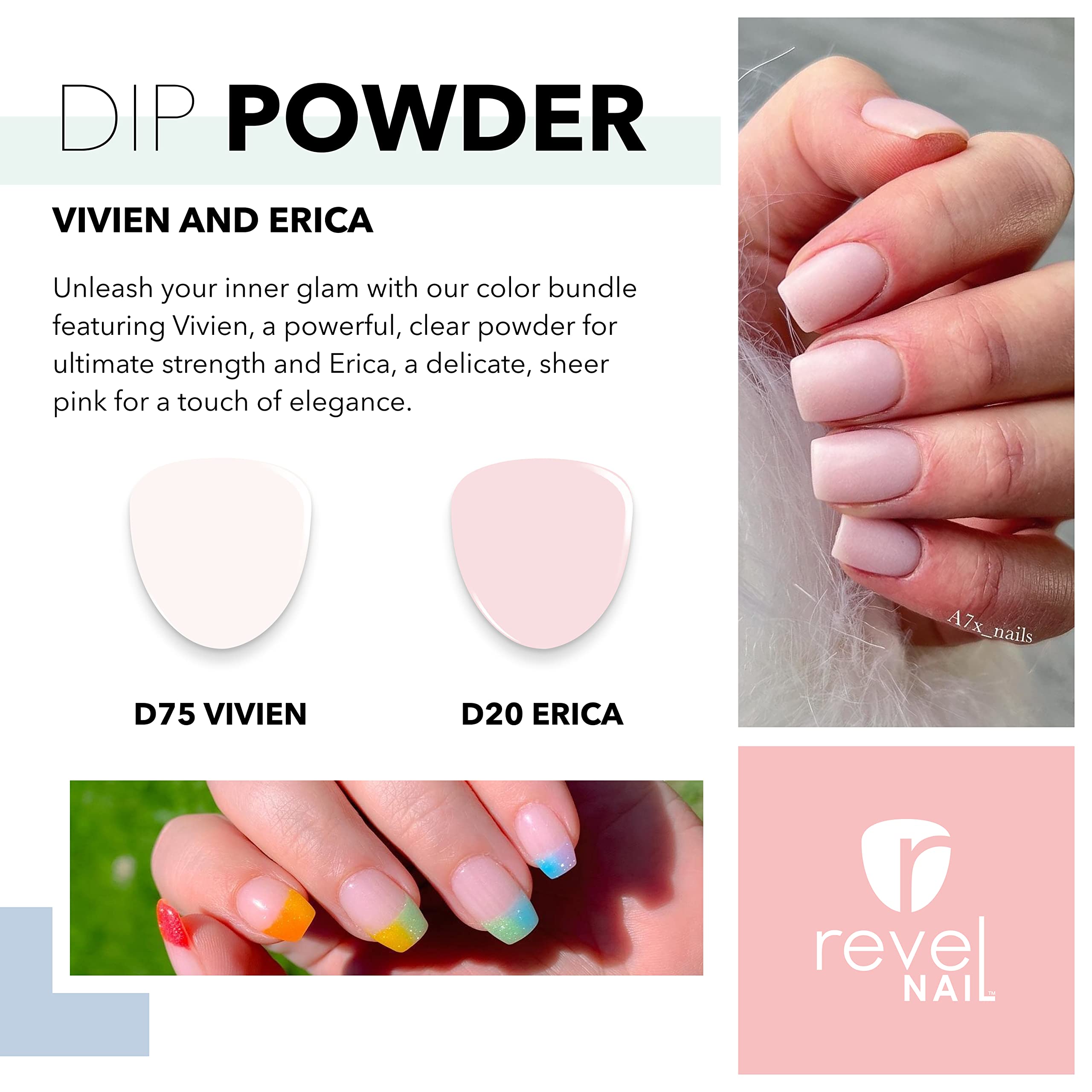 Revel Nail Dip Powder Set - Clear & Pink Chip-Resistant Nail Polish with Vitamin E & Calcium | DIY Manicure Kit for Salon-Quality Nails at Home | Perfect for Weddings, Parties & Everyday Wear