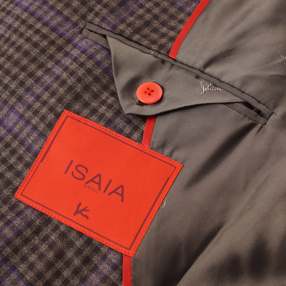 Isaia Brown and Violet Check 140s Wool Sport Coat for Men - Premium Italian Tailored Blazer for Business, Weddings & Formal Occasions