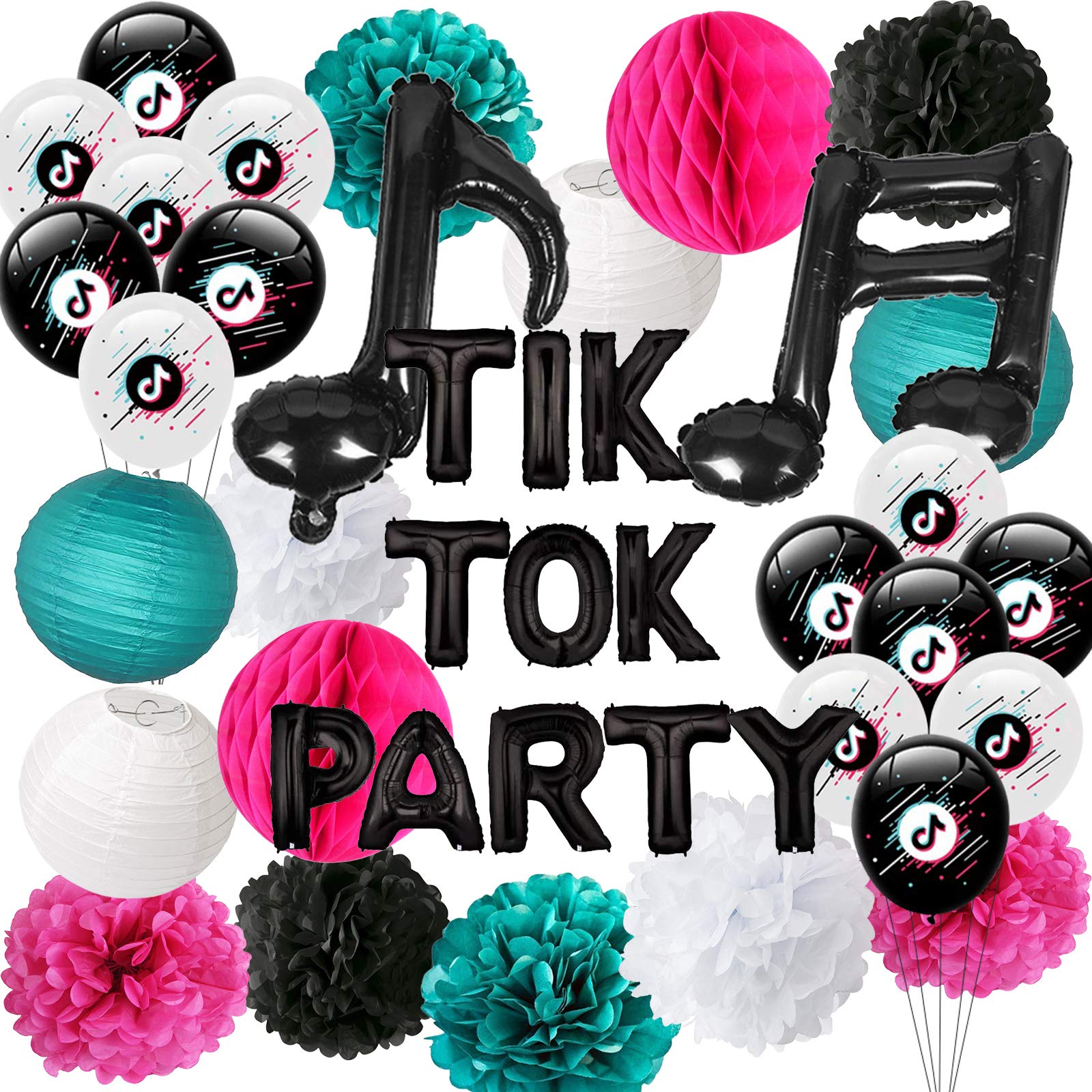 TikTok Themed Birthday Party Decorations - Balloons, Short Video Inspired Supplies for TikTok Celebration & Social Media Events