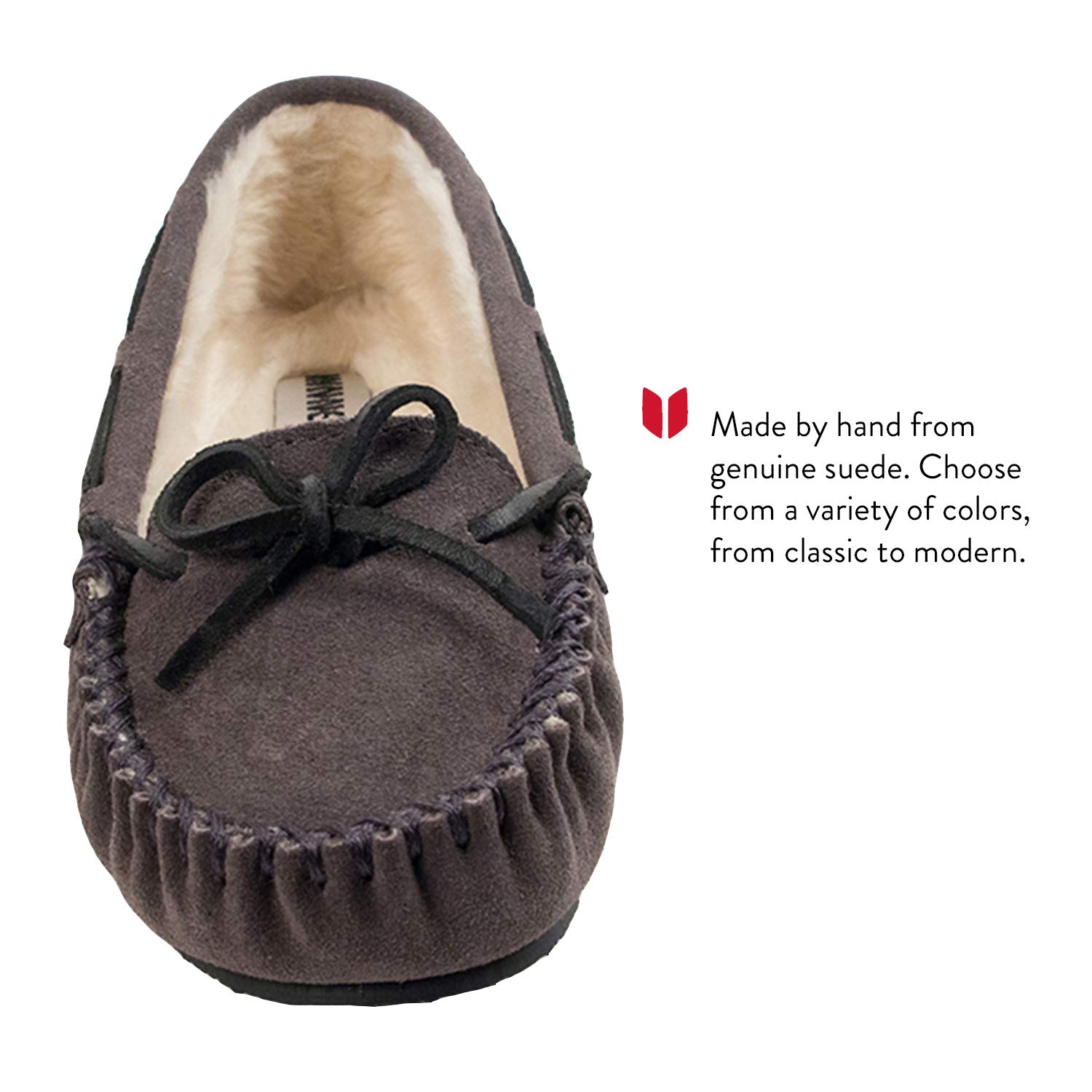 Minnetonka Women's Cally-Wide Moccasin Shoes - Soft Leather Slip-On Comfort for Casual Wear & Outdoor Adventures