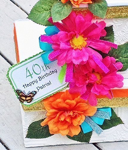 Handmade Two-Tier Wedding or Birthday Card Box with Multi-Colored Flowers in White & Metallic Gold - Perfect for Bridal Showers, Anniversaries & Special Events