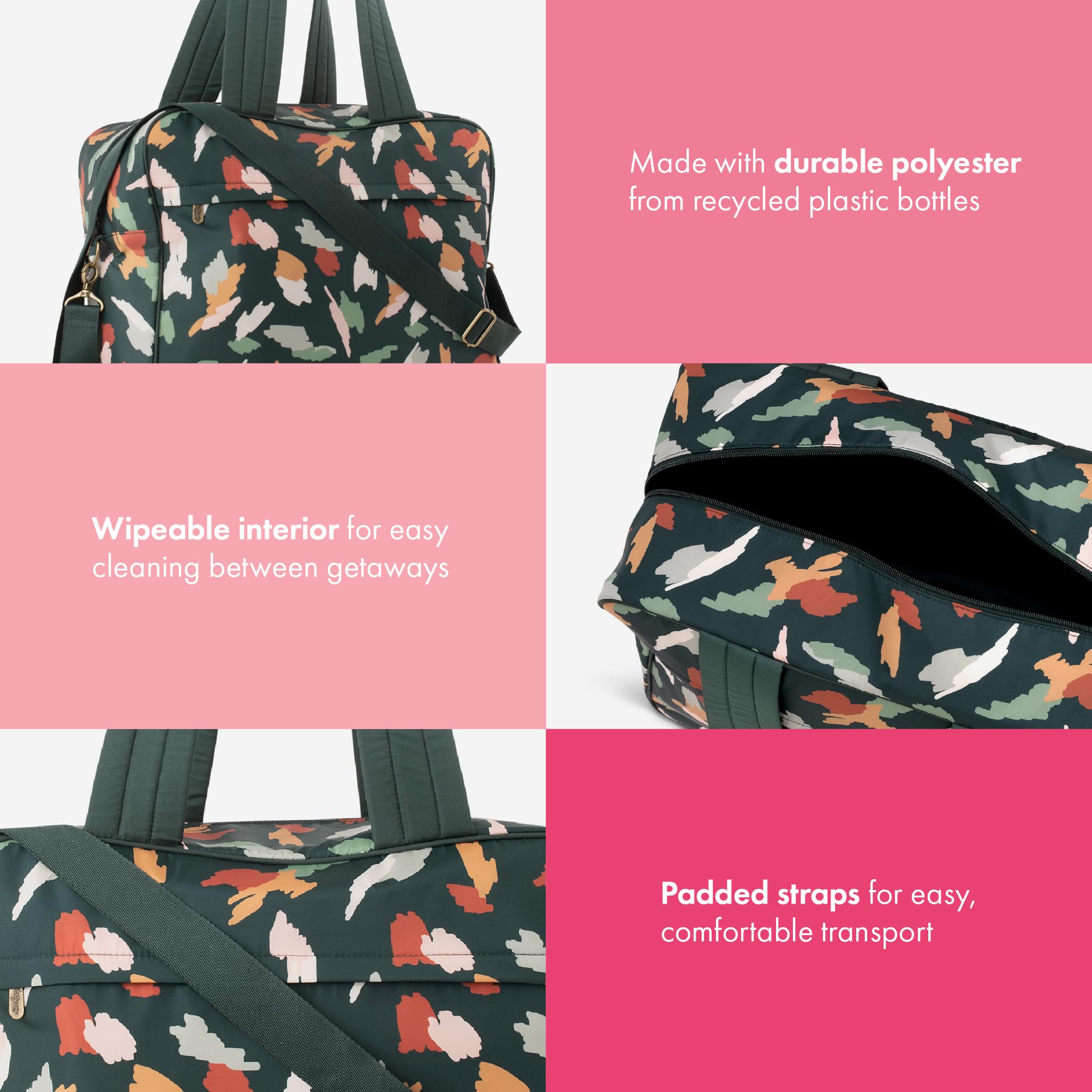 Thirty-One Gifts Voyager Travel Tote Bag - Multi-Pocket Organizer for Women, Work & Vacation - Durable Carryall with Handle & Adjustable Shoulder Strap - Shattered Abstract Print - Perfect for Business Trips, Gym & Weekend Getaways