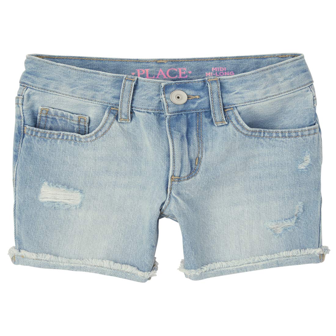 The Children's Place Girls' Slim Fit Midi Denim Shorts | Stretch Comfort Denim | Casual Summer Outfits for School & Play