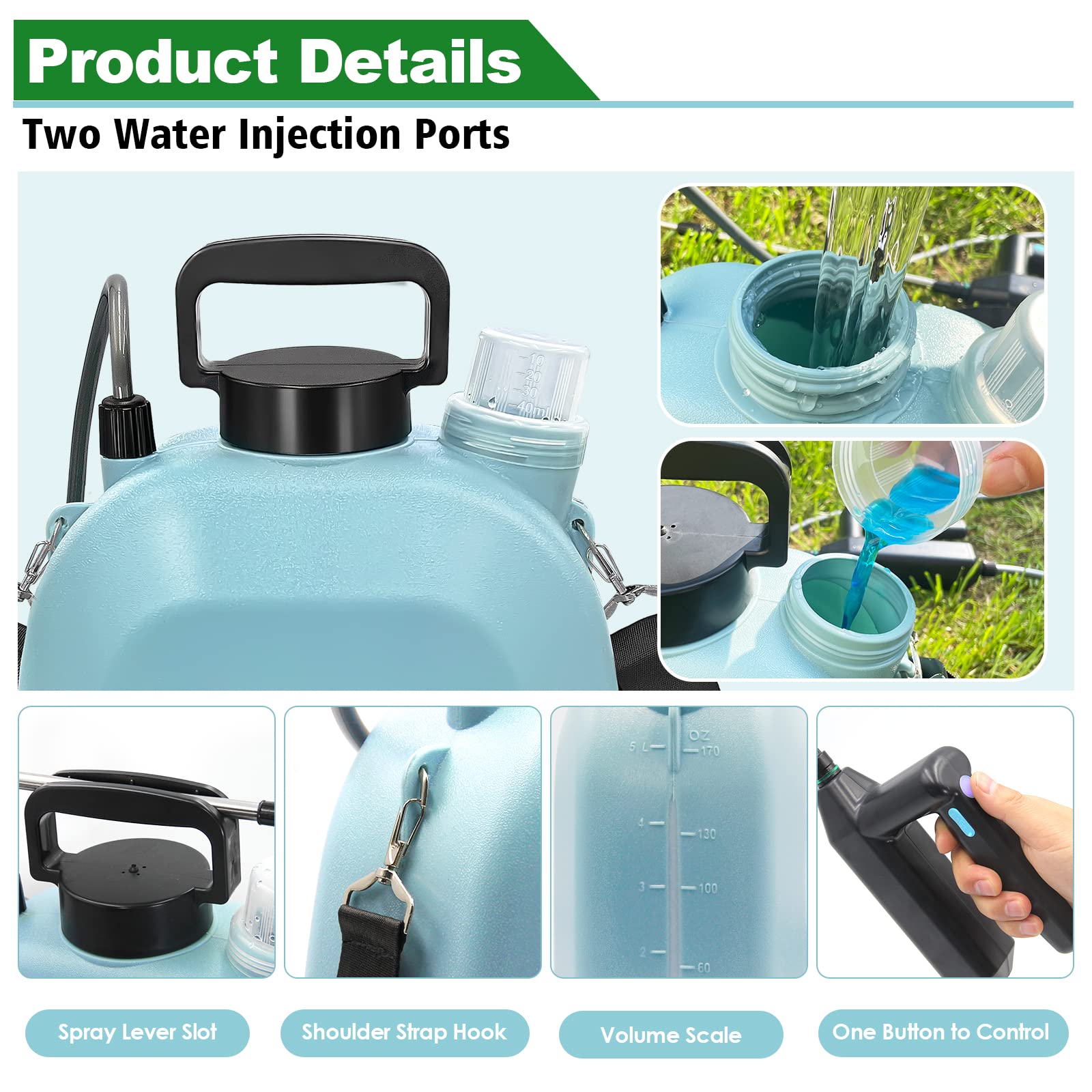 Upgraded 2 Gallon Battery Powered Electric Garden Sprayer with 3 Adjustable Mist Nozzles, Retractable Wand & Rechargeable Handle - Adjustable Shoulder Strap for Lawn Care, Weed Control, Pest Spraying & Outdoor Cleaning