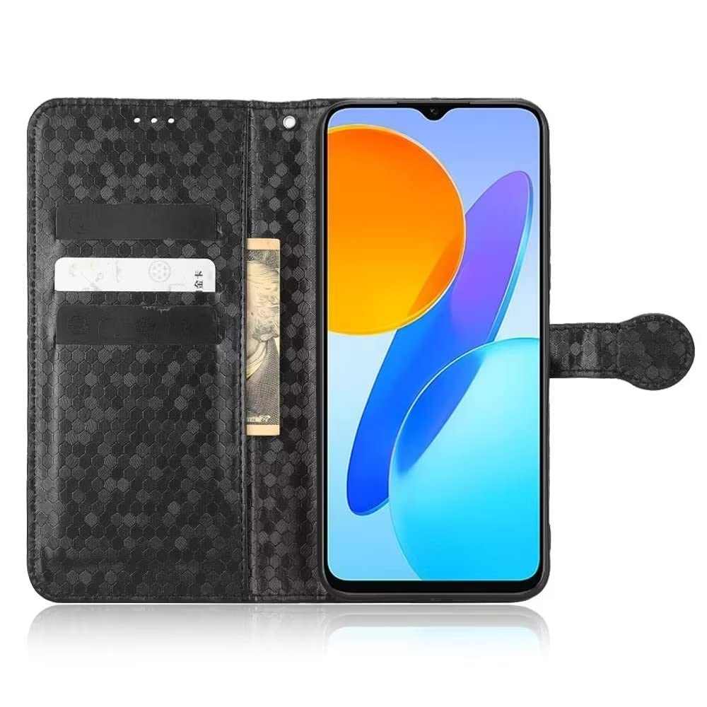 Premium Magnetic Closure Glossy Leather Case for iPhone 15 Plus - Shockproof Full-Body Protection with Card Slot (Black) - Perfect for Work, Travel & Everyday Use