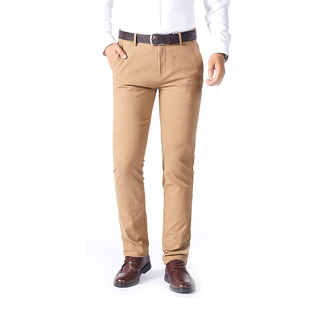 Mywinway Men's Casual Chino Pants - Business Straight Leg Flat Front Dress Pants for Office, Travel & Formal Occasions