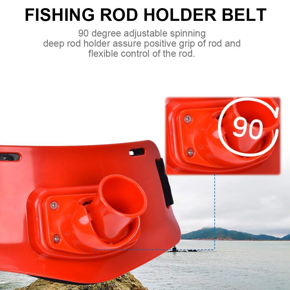 **Ubersweet® Adjustable Fishing Rod Holder Waist Belt - Comfortable Back Support for Boat & Rock Fishing - Relieves Pressure from Fish Struggling (Red) - Perfect for Anglers & Outdoor Enthusiasts**