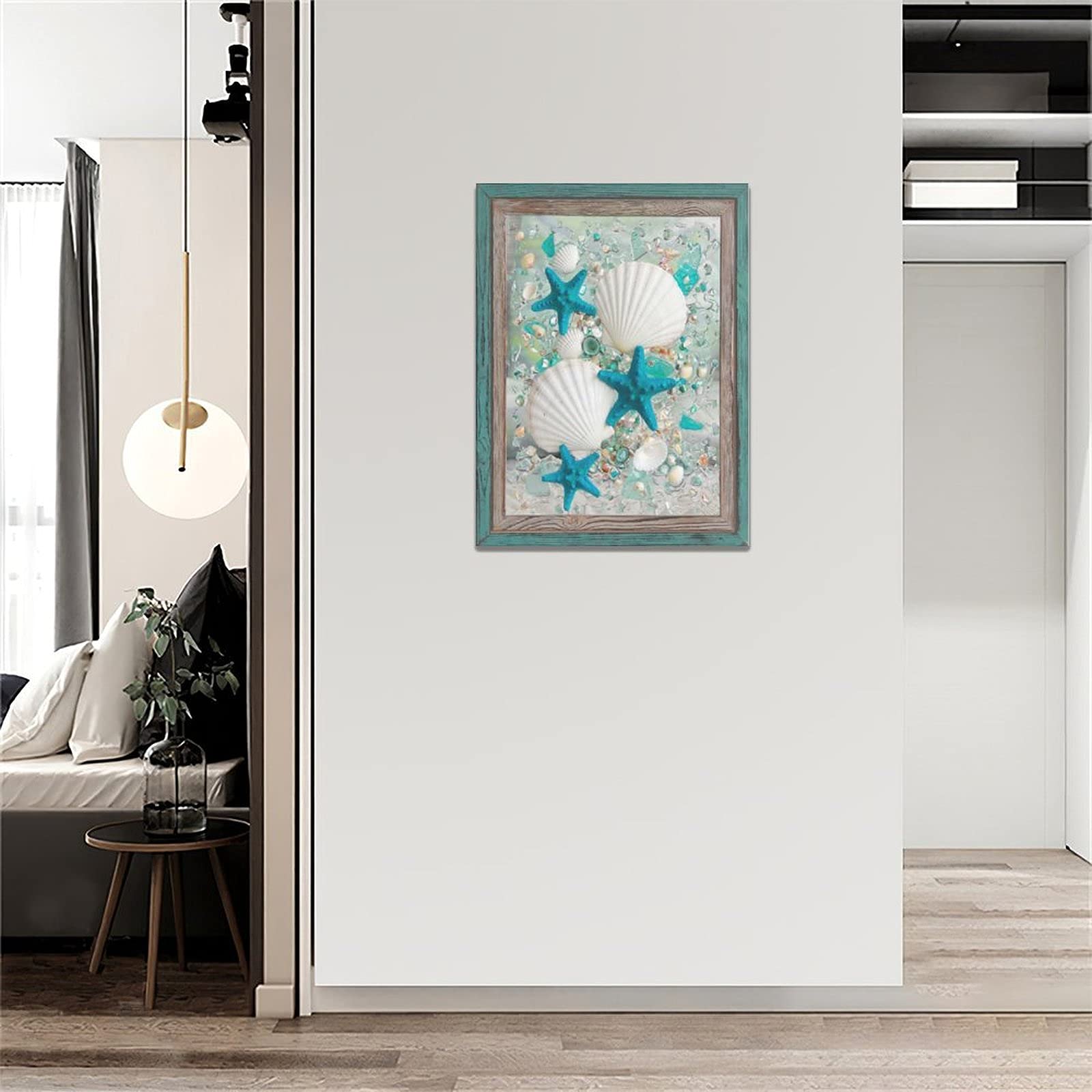 Citari Coastal Wall Art - Starfish and Shells Canvas Print | Beach Themed Decor for Bathroom, Bedroom & Living Room | Perfect for Coastal, Nautical or Beach House Style Interiors