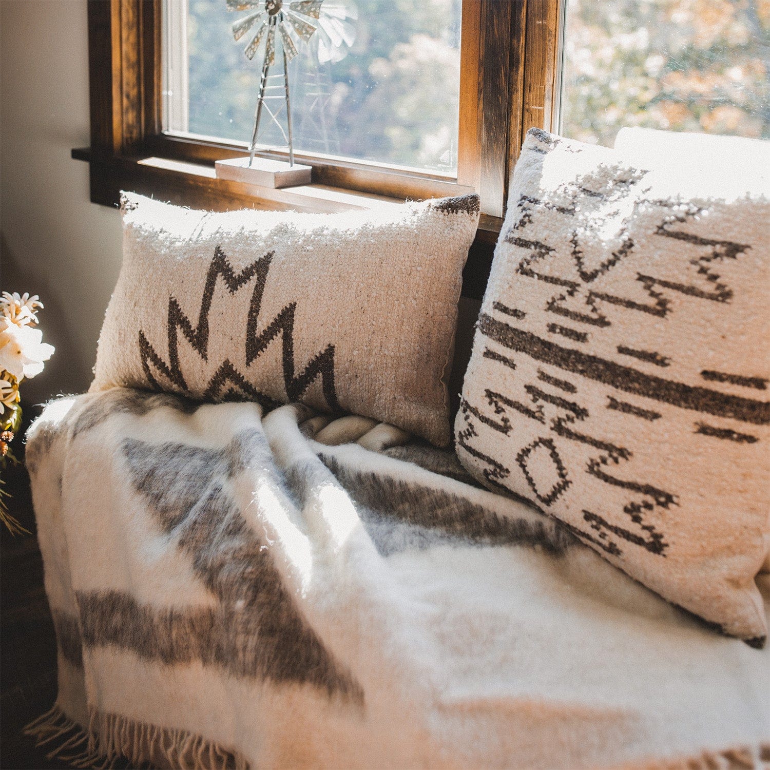 Handwoven Maguey Fiber Oblong Pillow - Eco-Friendly Boho Home Decor for Living Room, Bedroom & Sofa