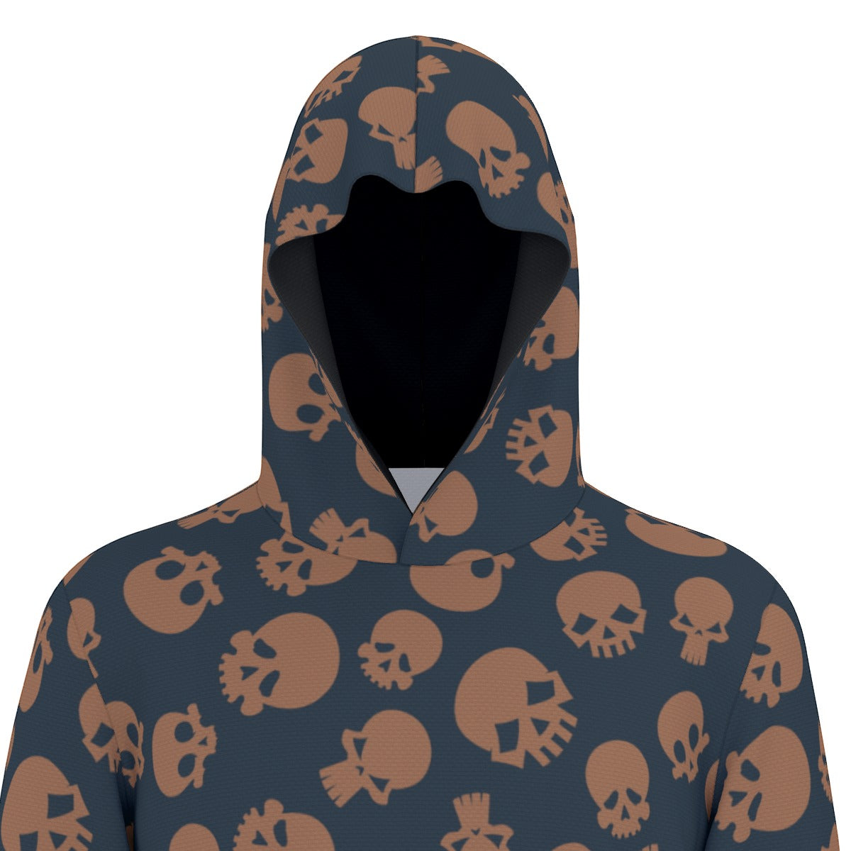 Bronze Skull Print Sunscreen Sports Hoodie with Thumb Holes - UPF 50+ UV Protection for Outdoor Running, Hiking & Gym Workouts