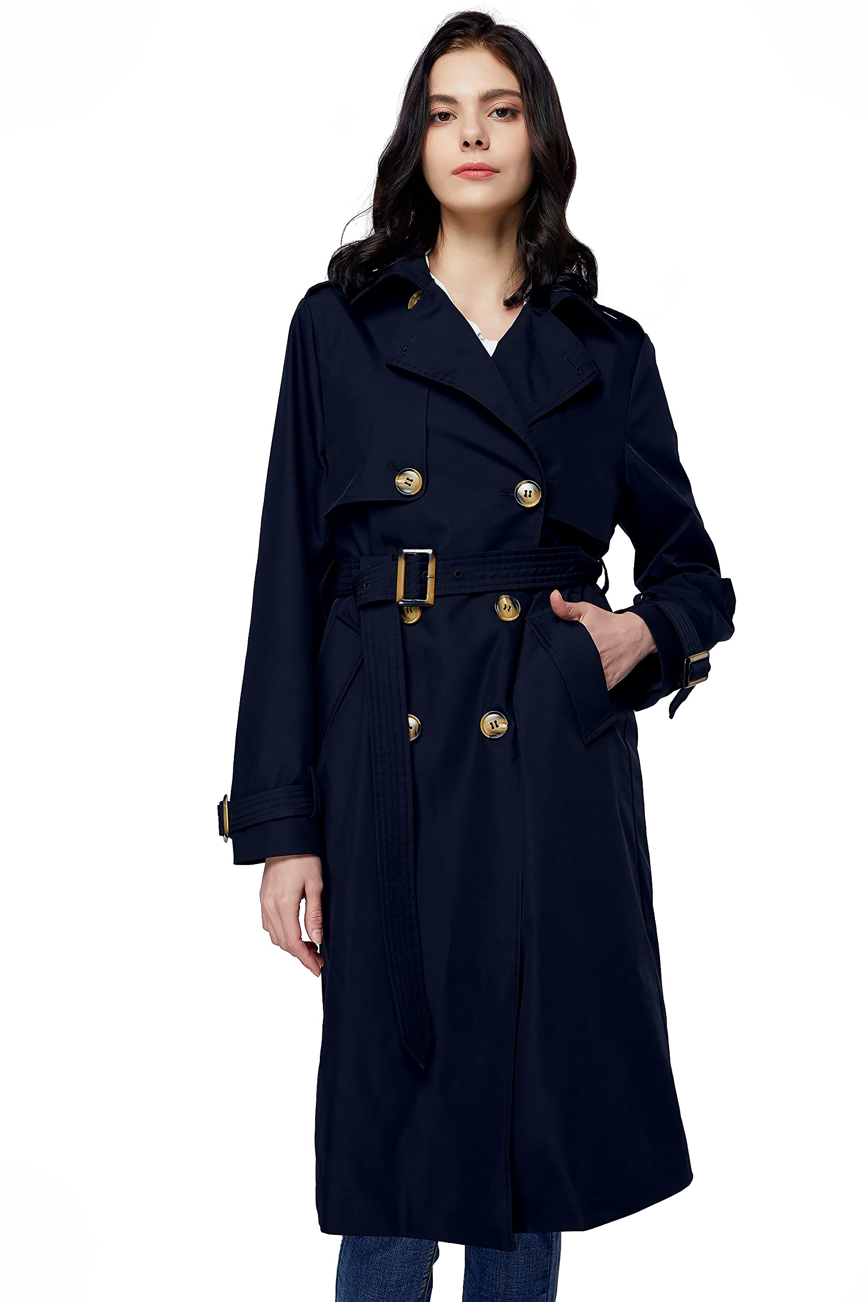 Orolay Women's Lightweight Double-Breasted Trench Coat with Belt - Slim Fit Long Duster Jacket for Fall & Winter | Perfect for Office, Travel and Casual Outfits