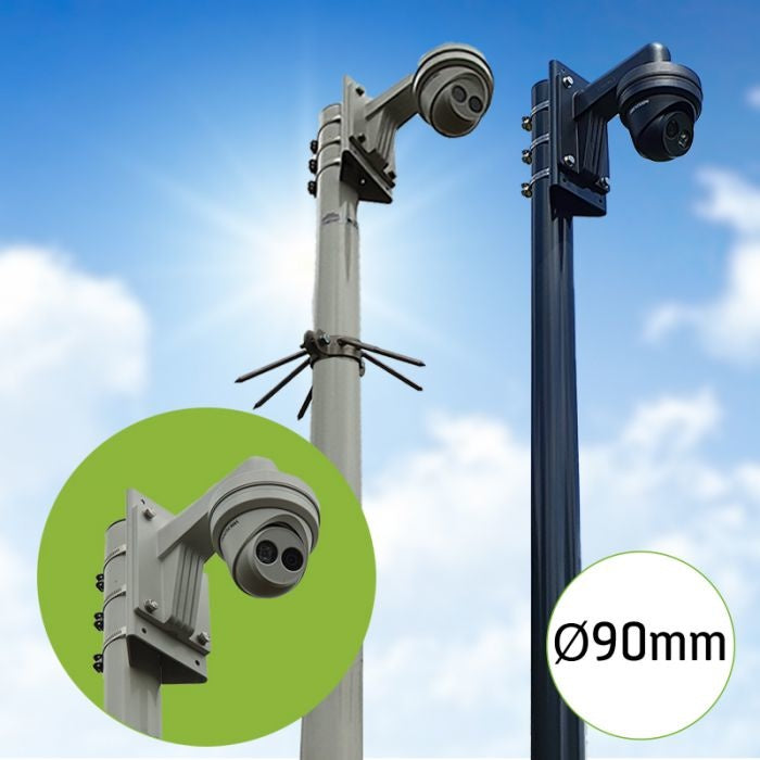 5M Round Camera Pole with Tilt Anchor - Sturdy & Adjustable for Outdoor Security, Surveillance & Action Cameras