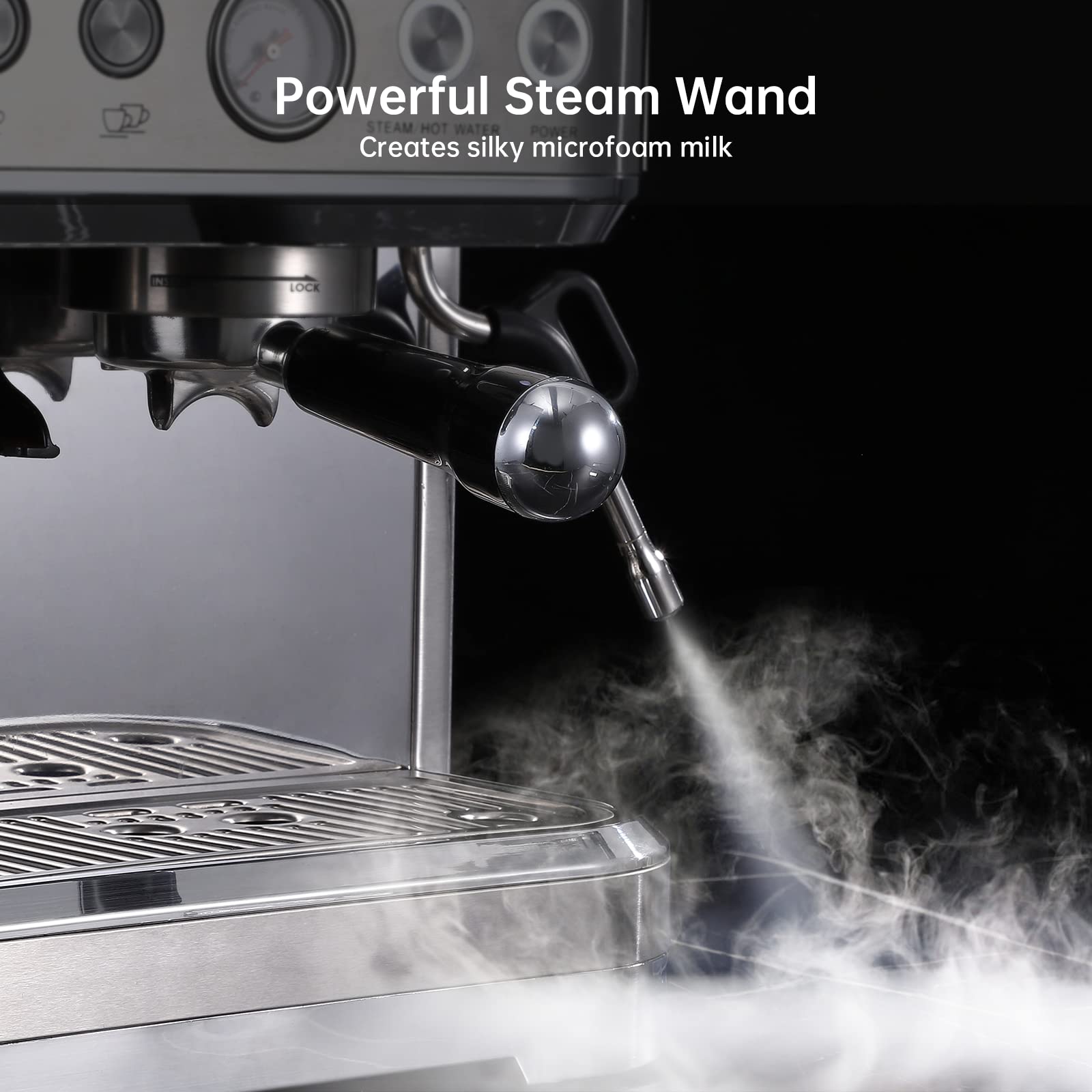 Premium Arvee Espresso Machine with Milk Frother - All-in-One Cappuccino & Latte Coffee Maker for Home Baristas - Built-In Bean Grinder, 85oz Removable Water Tank - Perfect Gift for Dad, Mom & Coffee Lovers (Silver) - Ideal for Home Cafes, Entertaining Guests & Morning Coffee Rituals