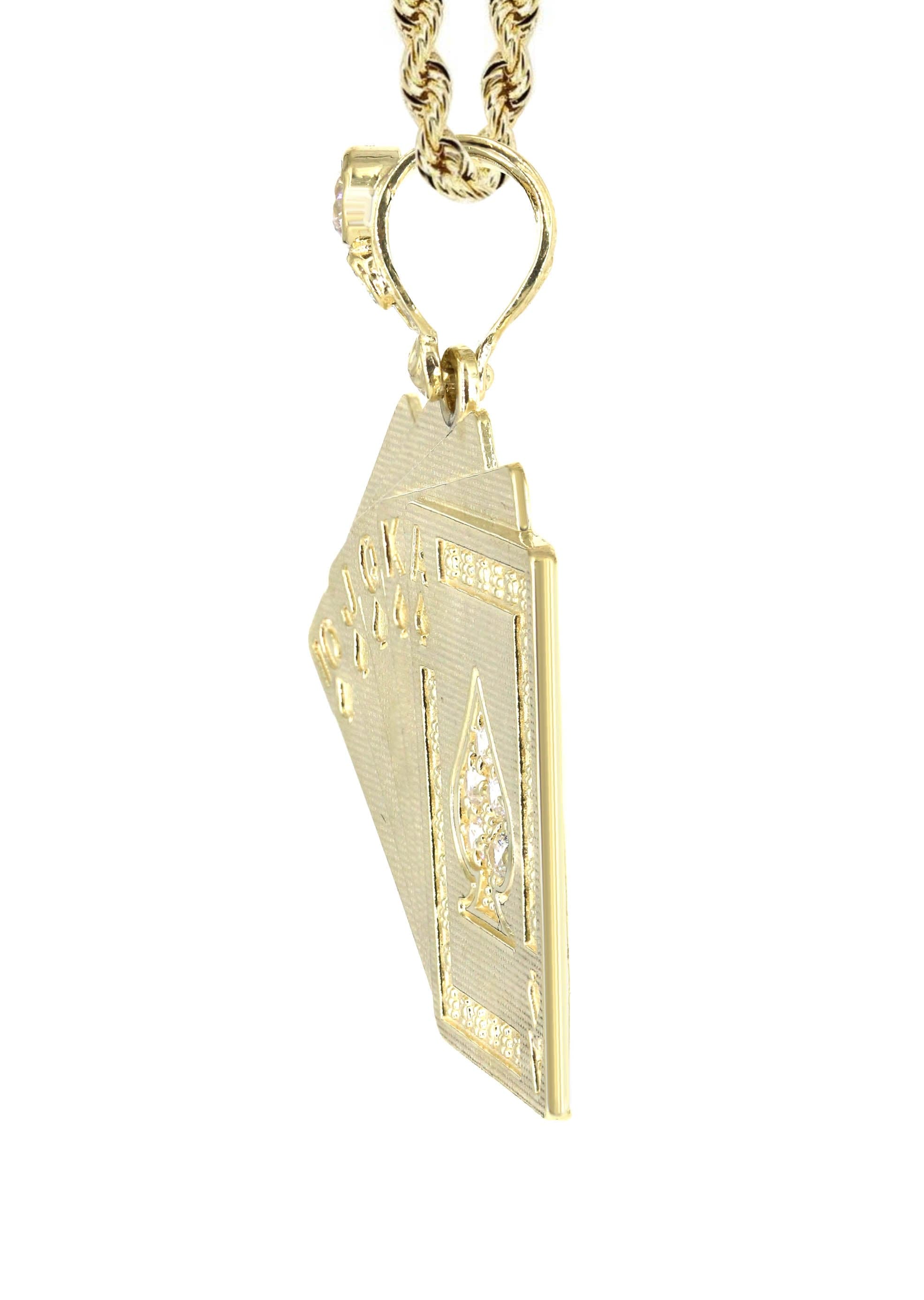 10K Yellow Gold Playing Cards Necklace - 17.3 Grams Solid Gold Poker Jewelry for Women - Perfect for Casino Nights, Poker Parties & Gift Giving