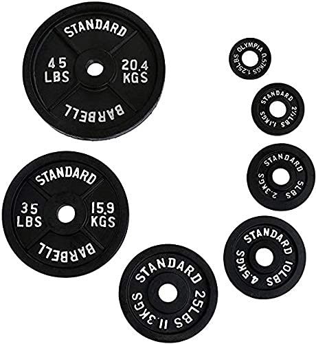 Ader Black Olympic 2'' Weight Plates 1.25lb-100lb for Strength Training & Home Gym Workouts - Perfect for Powerlifting, CrossFit, and Weightlifting