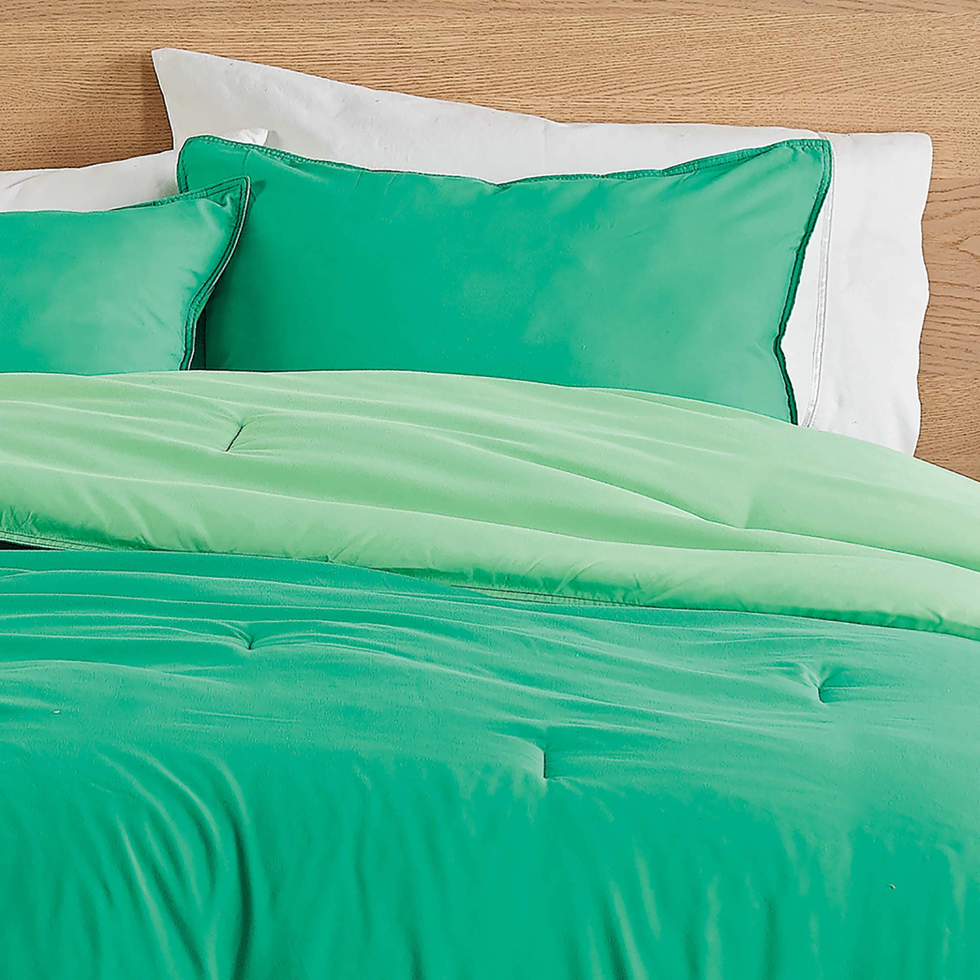 Utica® Solid Reversible King Size Green Comforter Set - 100% Cotton Bedding for All Seasons | Perfect for Master Bedroom, Guest Room & Cozy Home Decor