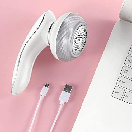 Portable Mini Electric Lint Remover & Fabric Shaver - Rechargeable Clothes Hair Ball Trimmer for Sweaters, Coats, Blankets (White) | Perfect for Home, Travel & Pet Hair Removal