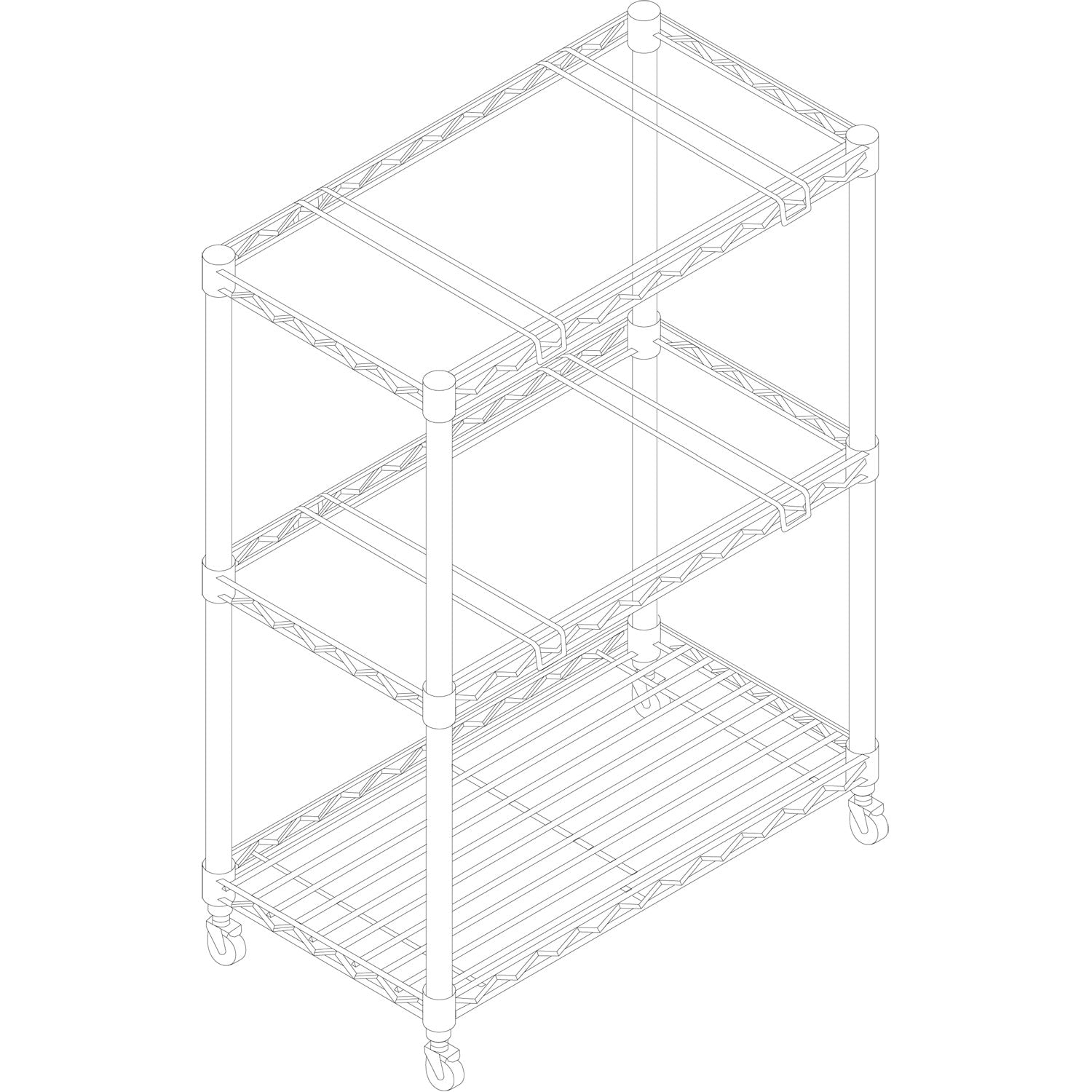 Alera® Two Tier Metal File Cart with 1 Shelf & 3 Bins - 26