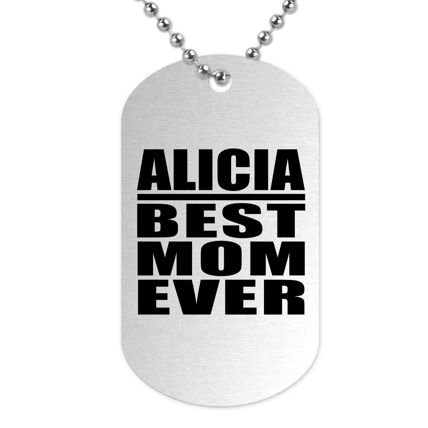 Best Mom Ever Silver Dog Tag Military ID Pendant Necklace - Personalized Gift for Mother from Daughter, Son, Wife - Birthday, Anniversary, Christmas Present - Perfect for Military Families & Special Occasions