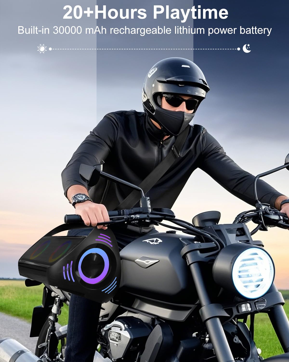 160W Karaoke Machine with 2 Wireless Microphones - Bluetooth Speaker, 20H Playtime, LED Light Show, 2+2 Stereo, Bass Boost 3.0 - Supports RC/REC/HP/AUX/USB/TF - Perfect for Parties, Camping, Outdoor Gatherings & Home Entertainment (Plus-Black)