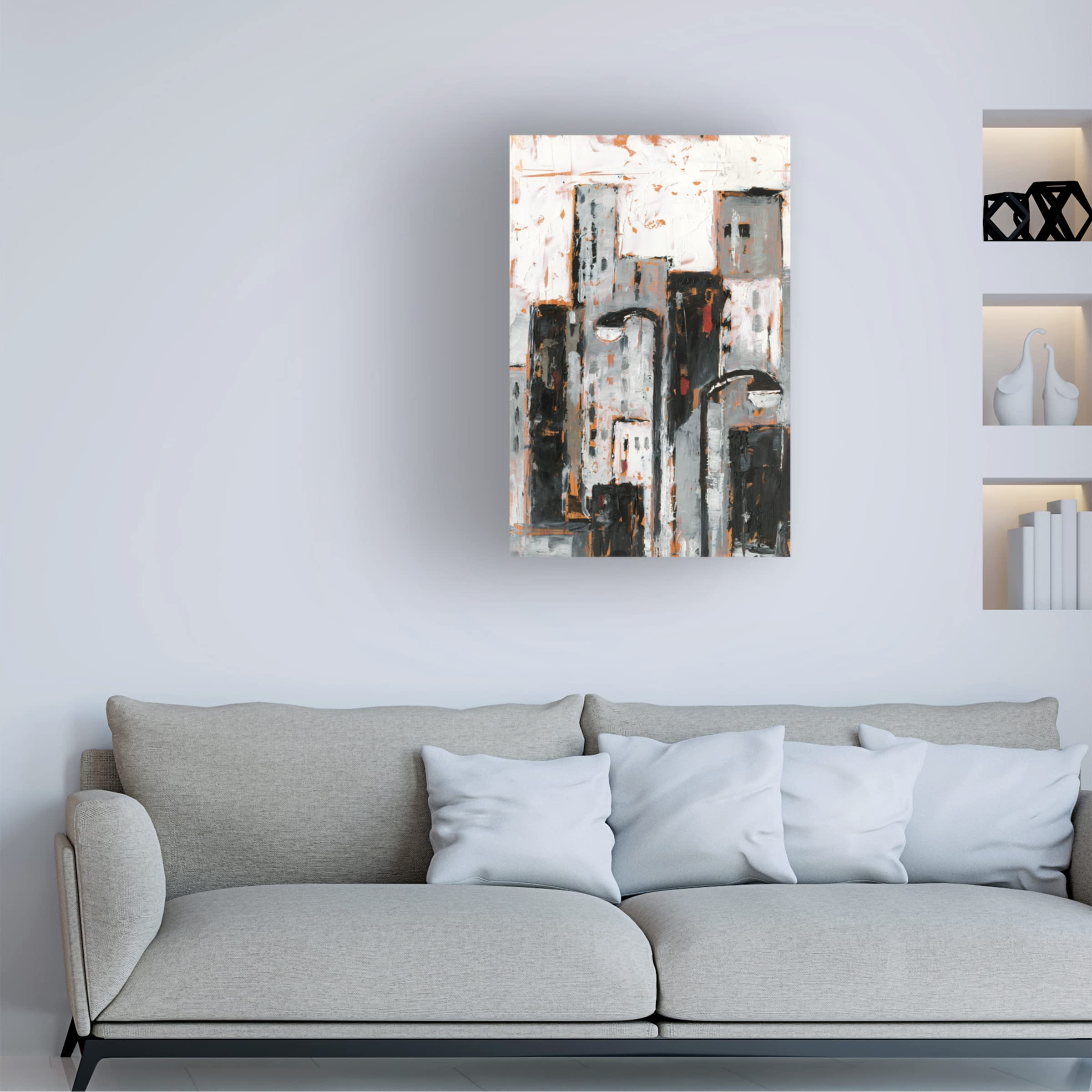 Ethan Harper 'Illuminated City II' Canvas Wall Art Print - Modern Abstract Cityscape Painting for Living Room & Office Decor