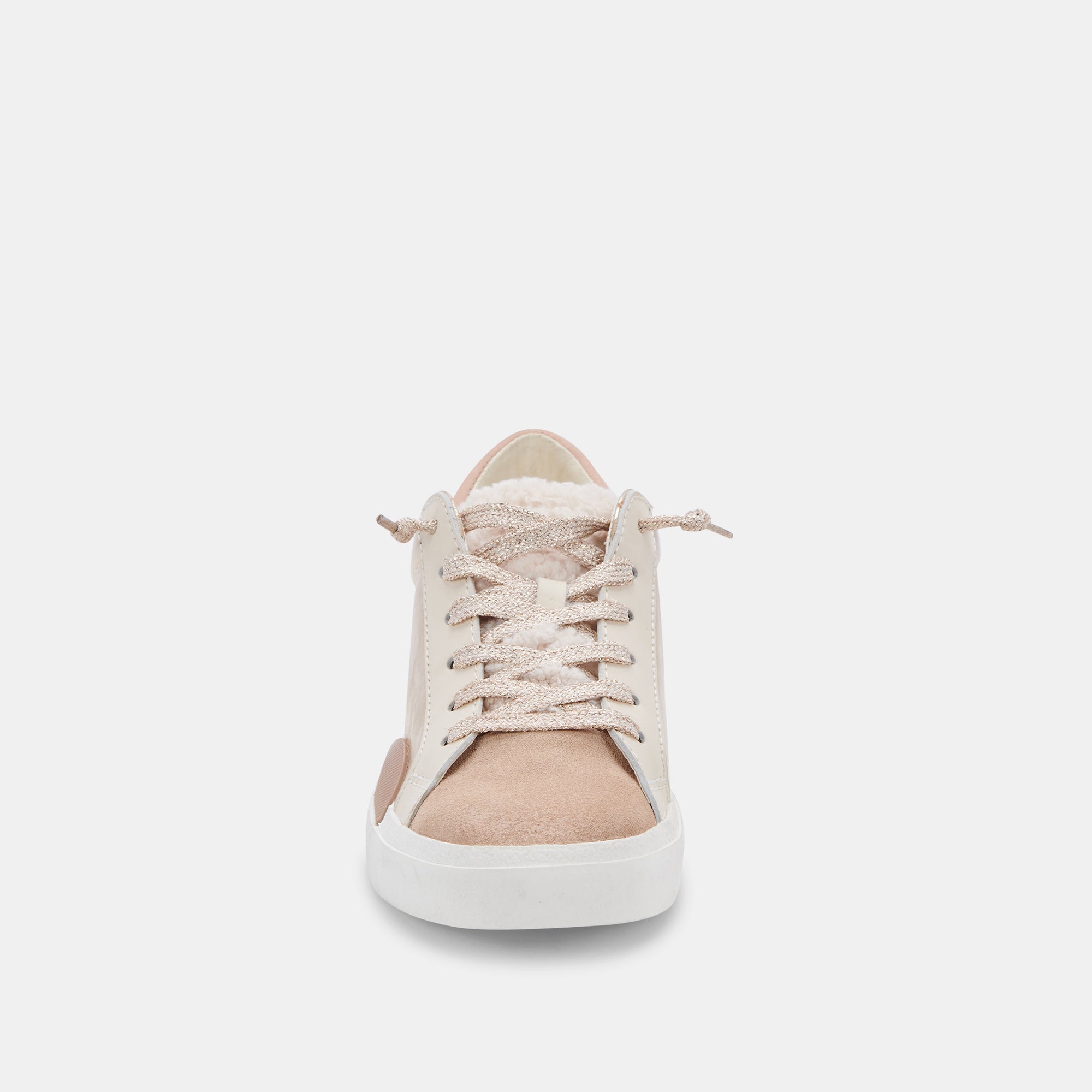 ZINA Plush Sneakers for Women - Gold Leather Comfortable Walking Shoes - Perfect for Casual Wear, Gym & Travel