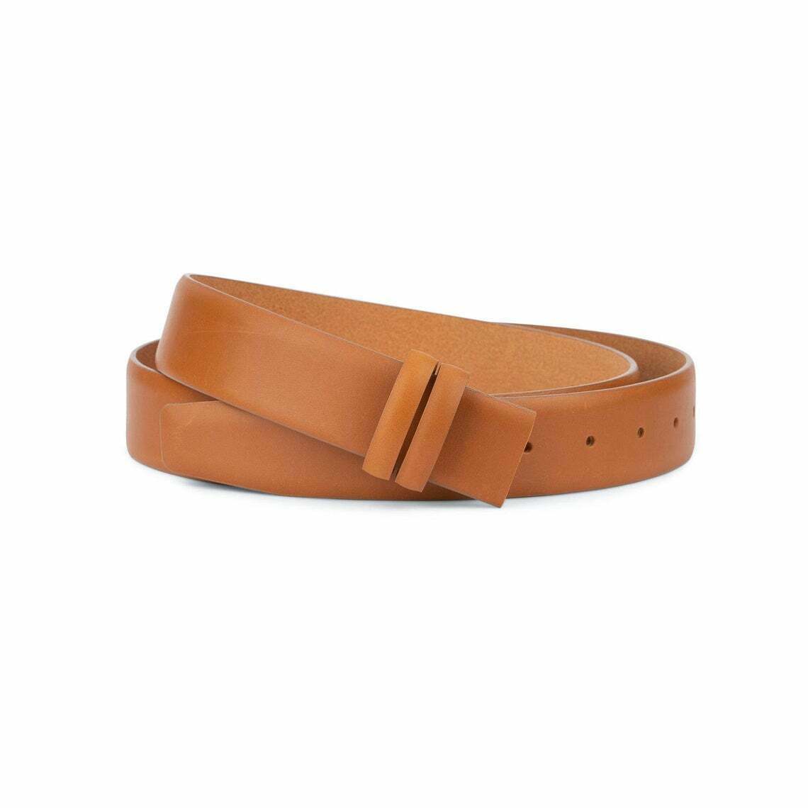 Premium 35mm Brown Vegetable-Tanned Leather Belt for Men - Compatible with Montblanc Buckles | Ideal for Office, Business Casual & Formal Wear