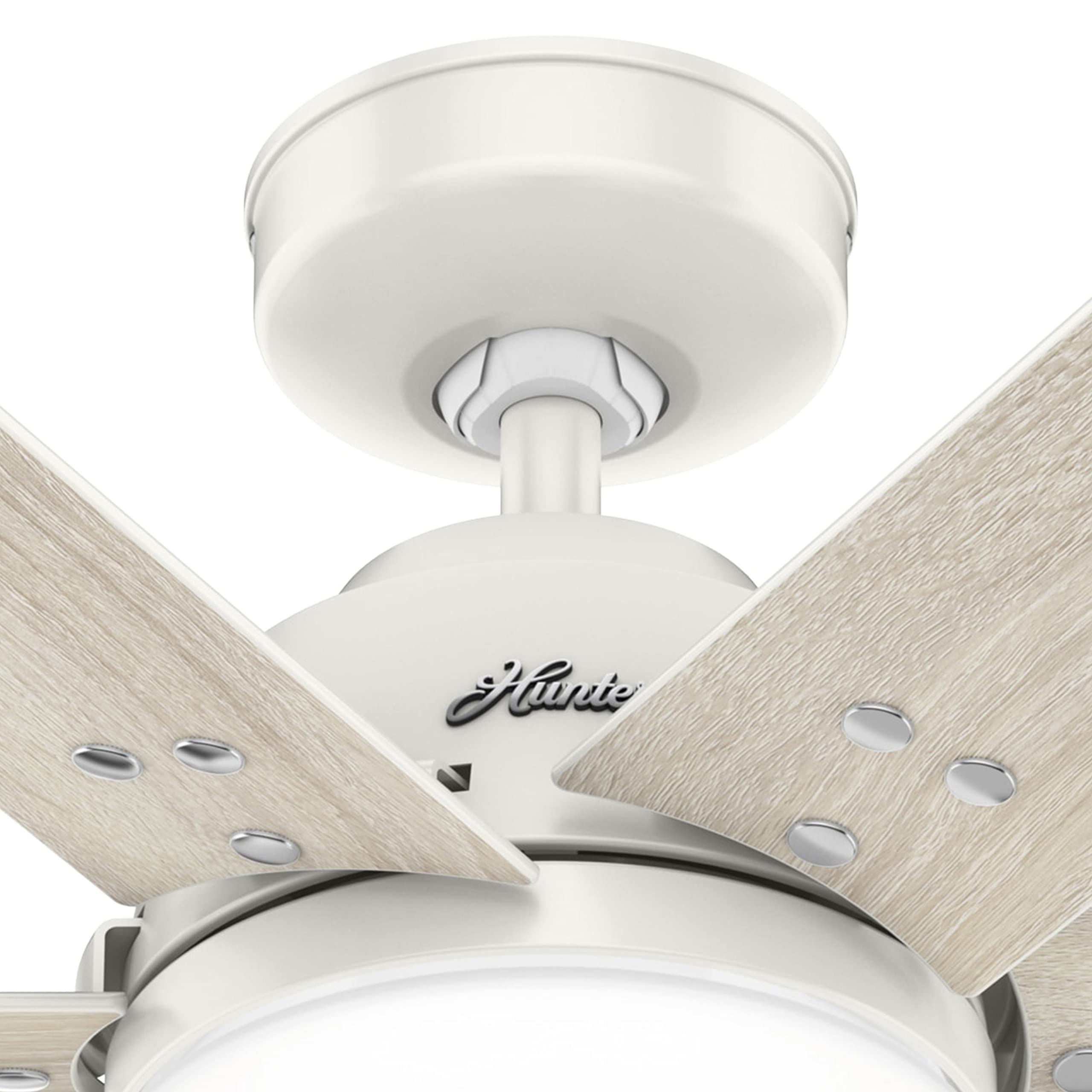 Hunter Fan 44 Inch White Indoor Ceiling Fan with Light Kit & Remote Control - Energy Efficient Quiet Blades for Bedroom, Living Room & Office (Renewed)