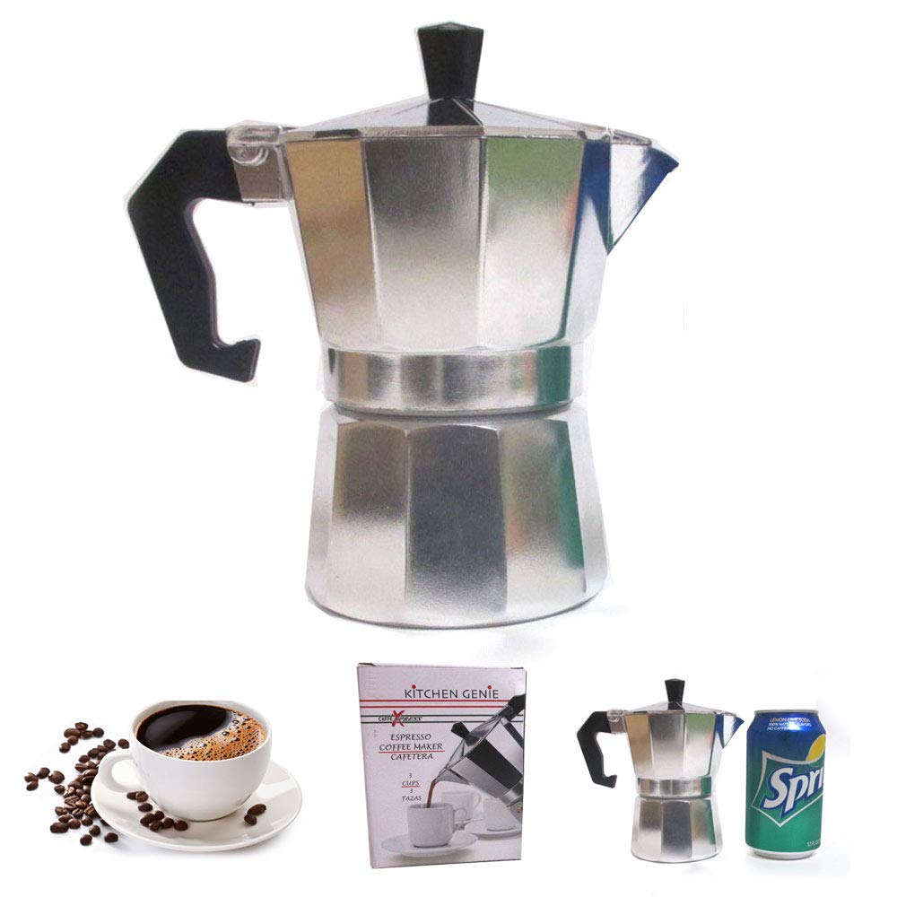 Stainless Steel Stovetop Espresso Maker - 3 Cup Cuban Coffee Pot for Espresso, Cappuccino & Latte - Perfect for Home Brewing & Gifts
