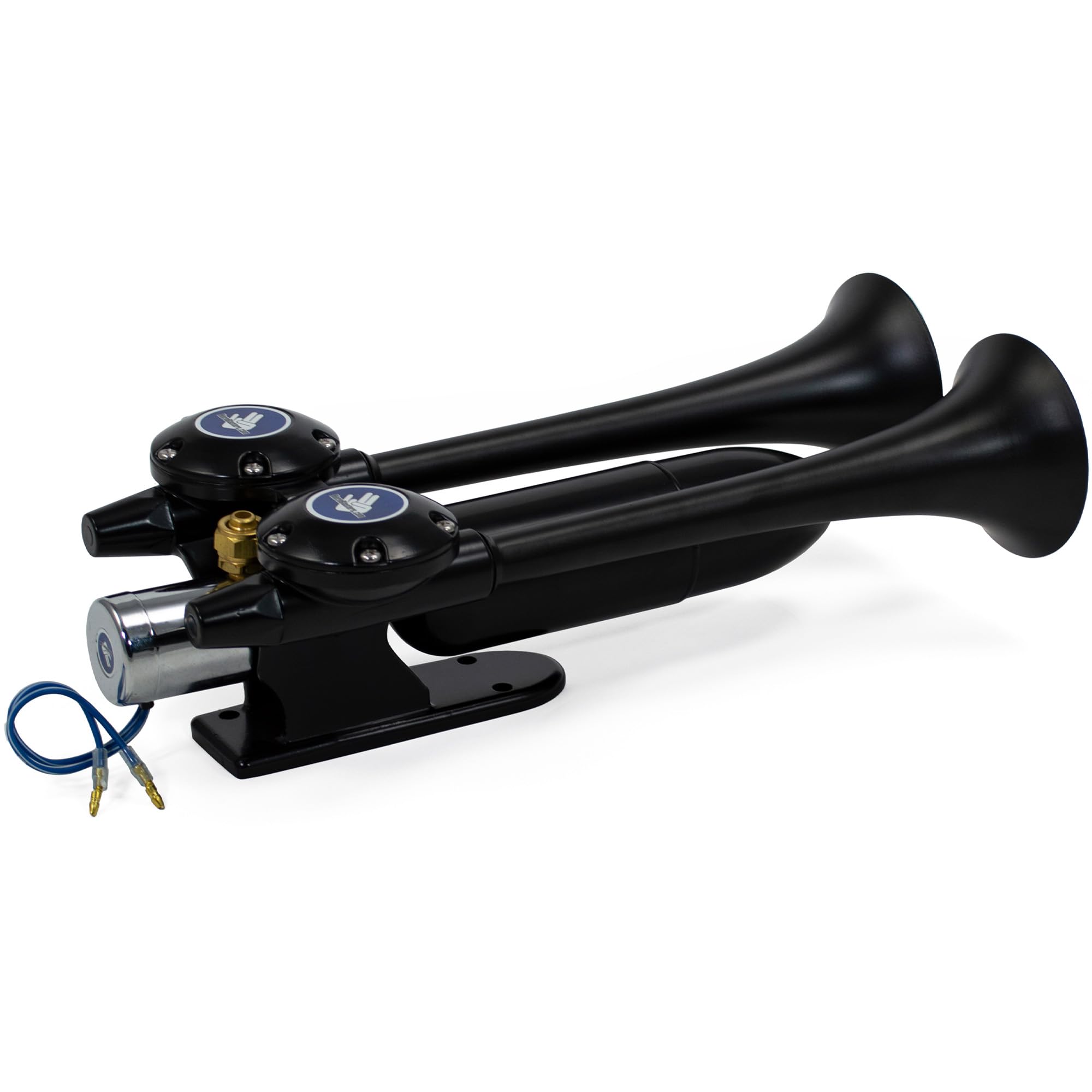 HornBlasters Super Echo 12/24 Volt Air Horn Kit - 2 Trumpets with Unique Loud Sound for Trucks, Boats & Emergency Vehicles - Perfect for Safety Alerts & Off-Road Adventures