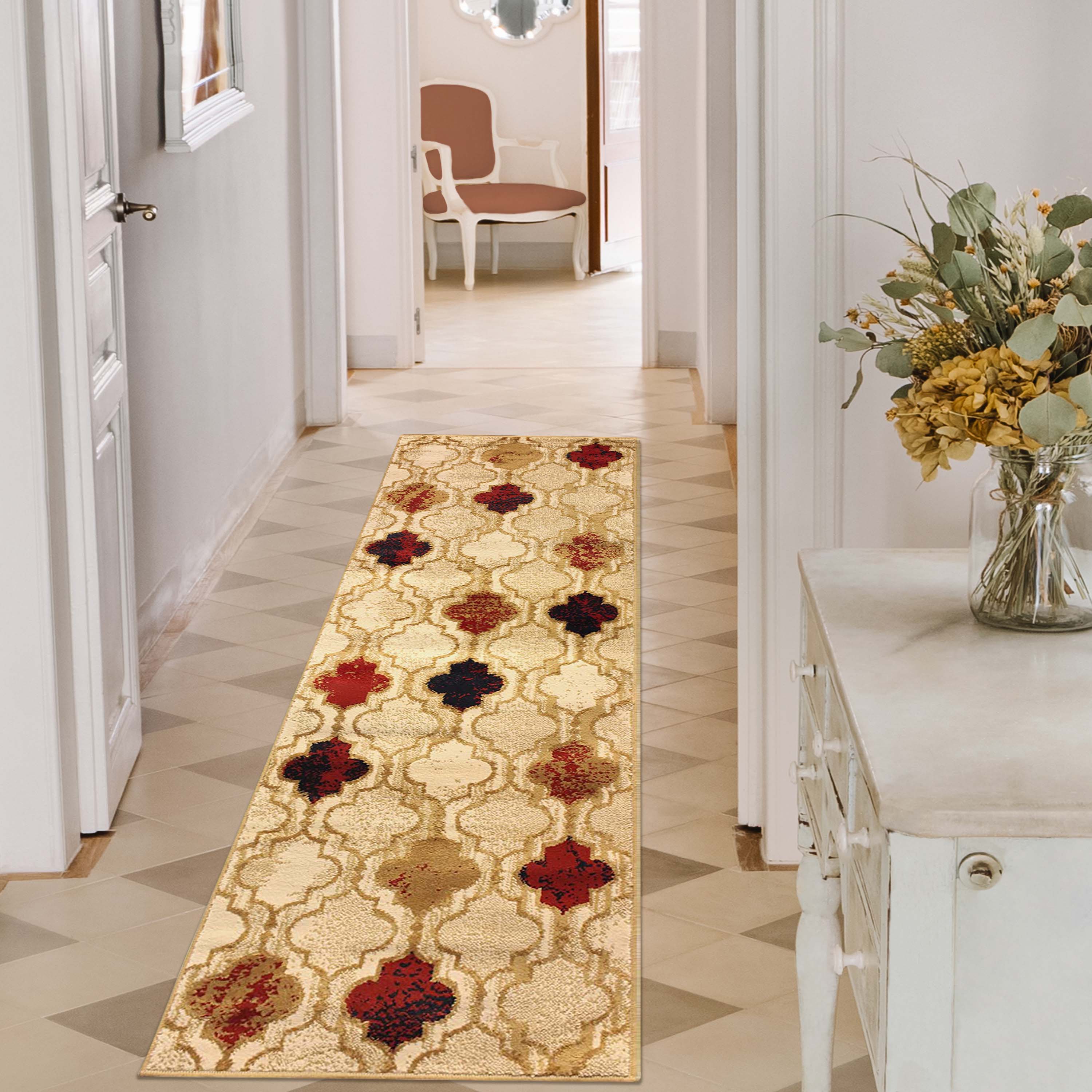 Viking Geometric Trellis Indoor Area Rug & Runner - Non-Slip Boho Chic Carpet for Living Room, Bedroom, Hallway - Perfect for Nordic Home Decor & Cozy Spaces