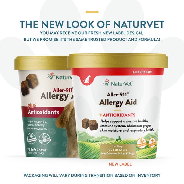NaturVet Aller-911 Allergy Aid Plus Antioxidants Soft Chews for Dogs - Itchy Skin Relief & Immune Support for Small, Medium & Large Breeds - Perfect for Seasonal Allergies & Daily Wellness