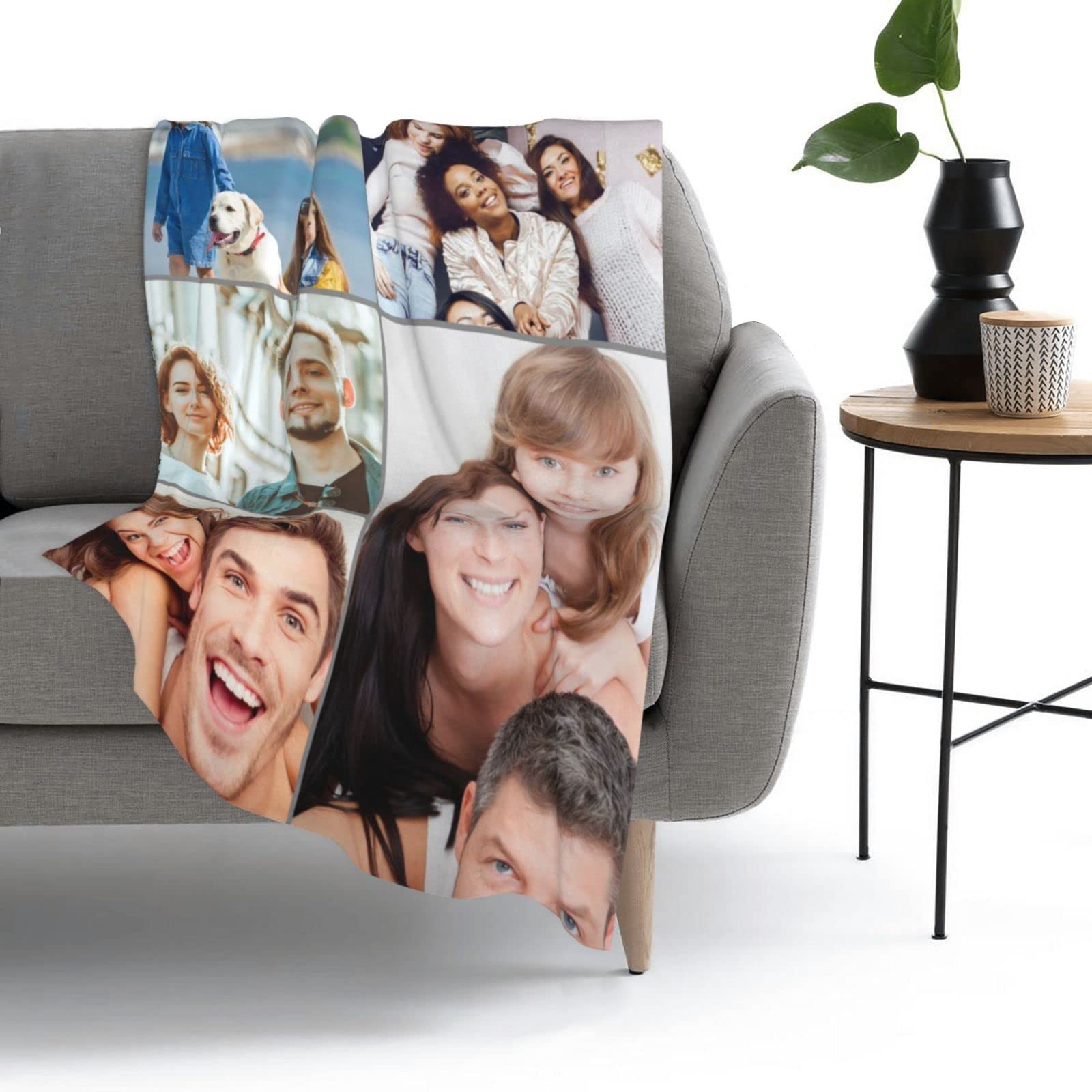 Custom Photo Blanket with Text - Personalized Picture Collage Fleece Blanket for Adults, Kids & Family - Pet Blankets for Dogs & Cats - Perfect Birthday, Christmas, Halloween Gift (60
