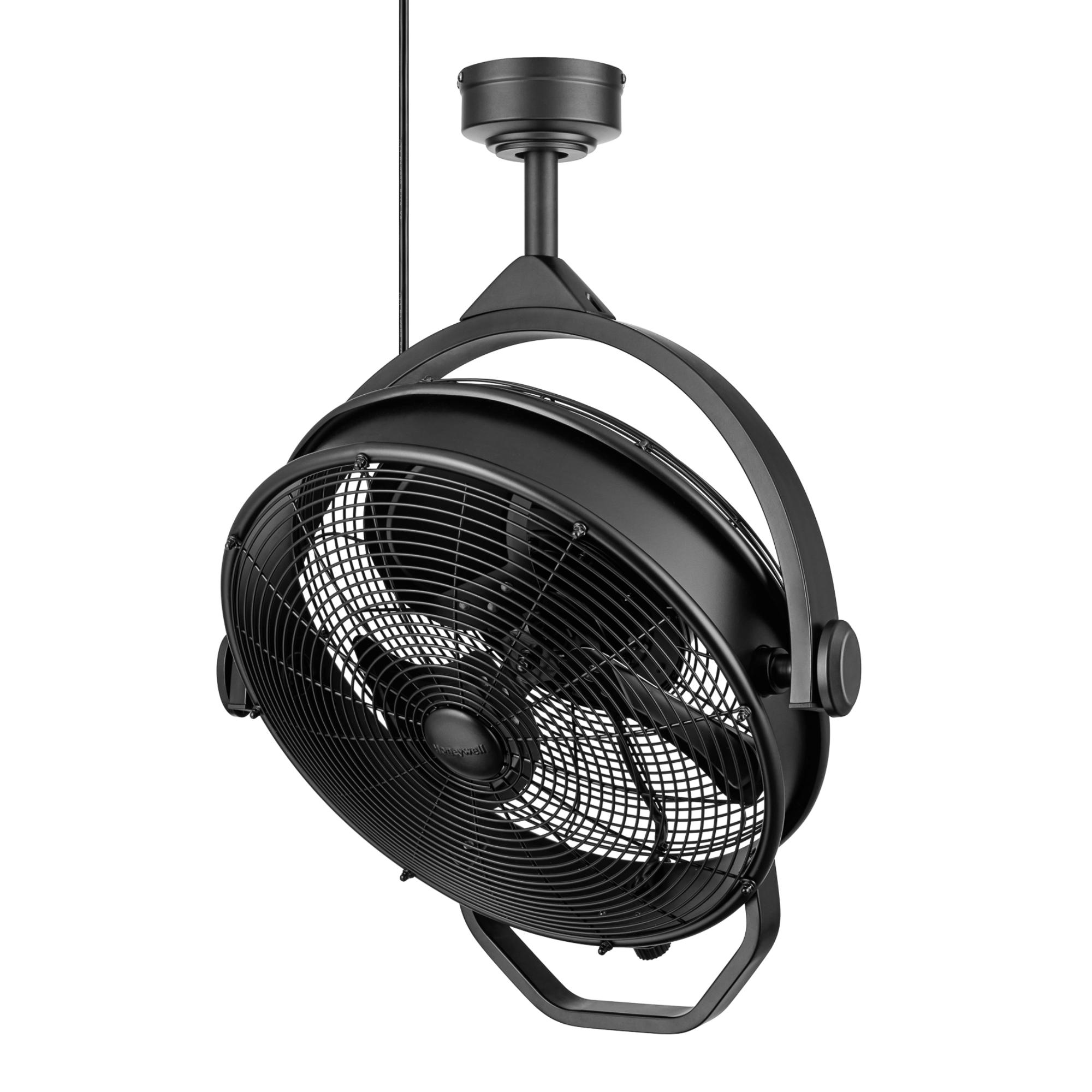 18 Inch Honeywell Indoor/Outdoor Matte Black Ceiling Fan with Remote Control - No Light, Damp Rated for Patio, Porch, Garage & Living Room - Energy Efficient Quiet Cooling for Year-Round Comfort