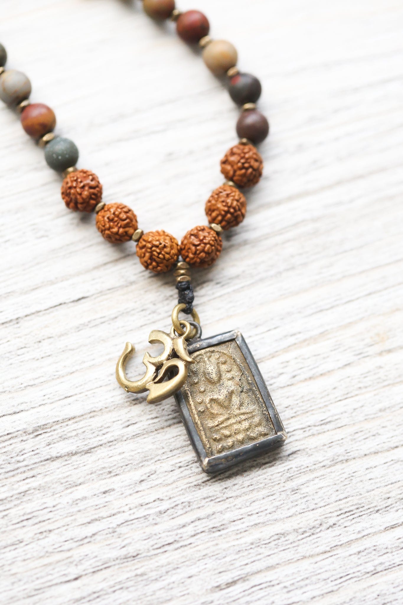 Authentic Thai Buddha Riverstone Mala Beads - 108 Prayer Beads for Meditation, Yoga & Spiritual Healing | Buddhist Necklace for Mindfulness Practice