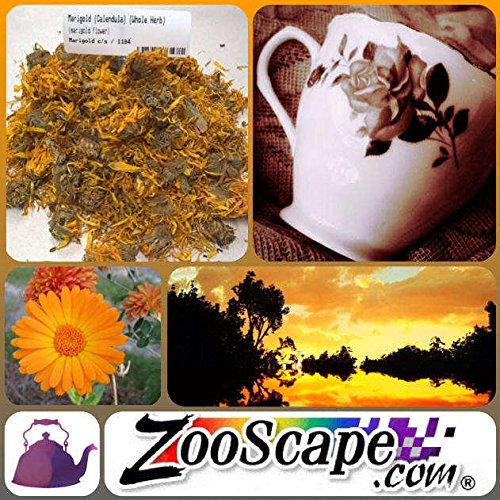 Organic Marigold (Calendula) Herbal Tea with Zeaxanthin - 25 Tea Bags - Antioxidant Rich, Caffeine-Free - Perfect for Relaxation, Skin Health & Eye Care - ZIN: 511615
