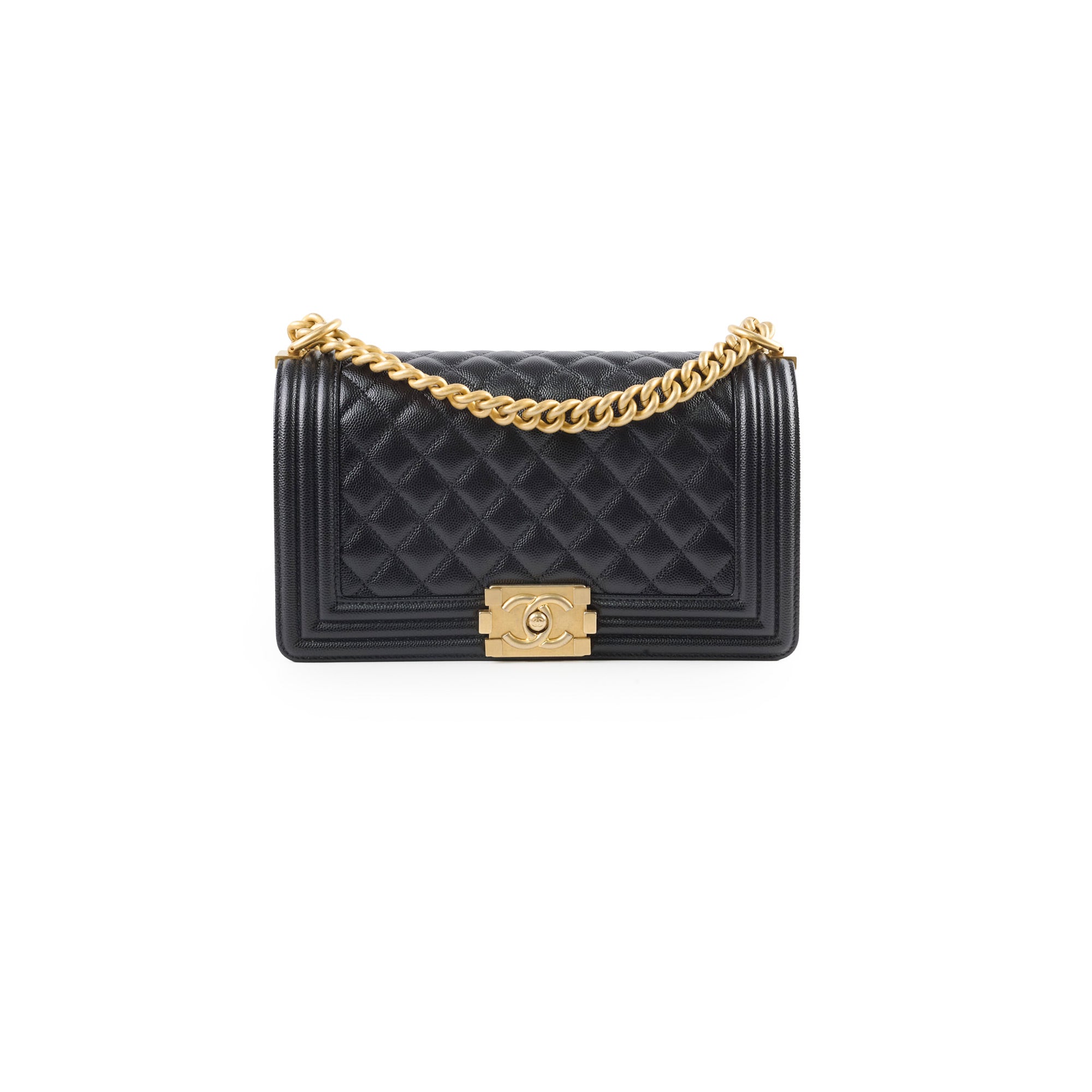 Chanel Caviar Leather Old Medium Flap Bag Black - Classic Quilted Crossbody Purse for Women | Perfect for Work, Evening Events & Luxury Fashion Accessories